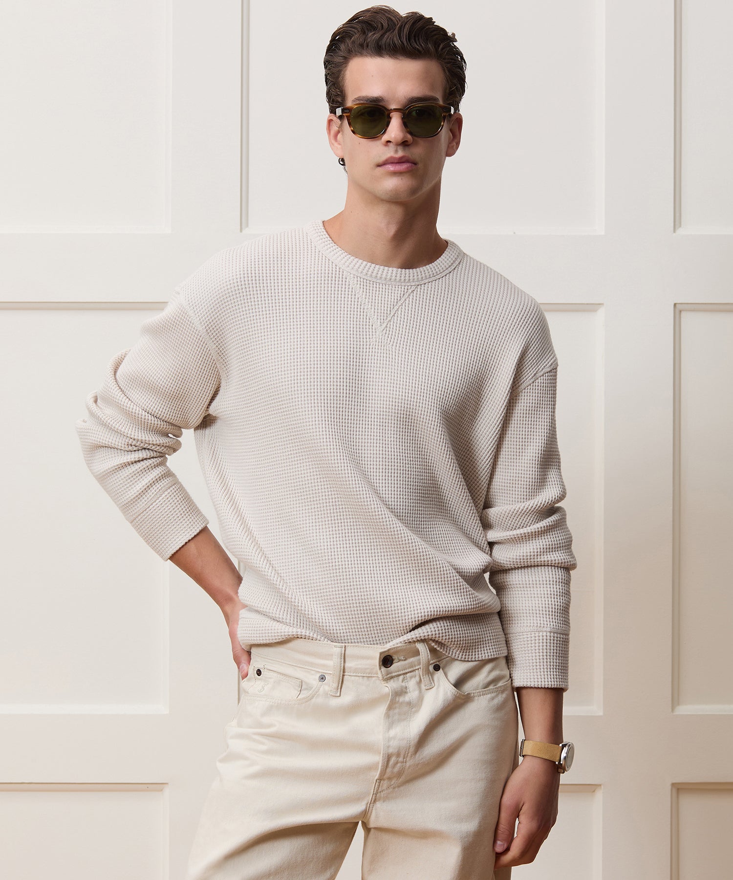 Portuguese Cotton Waffle Crewneck - Image 2