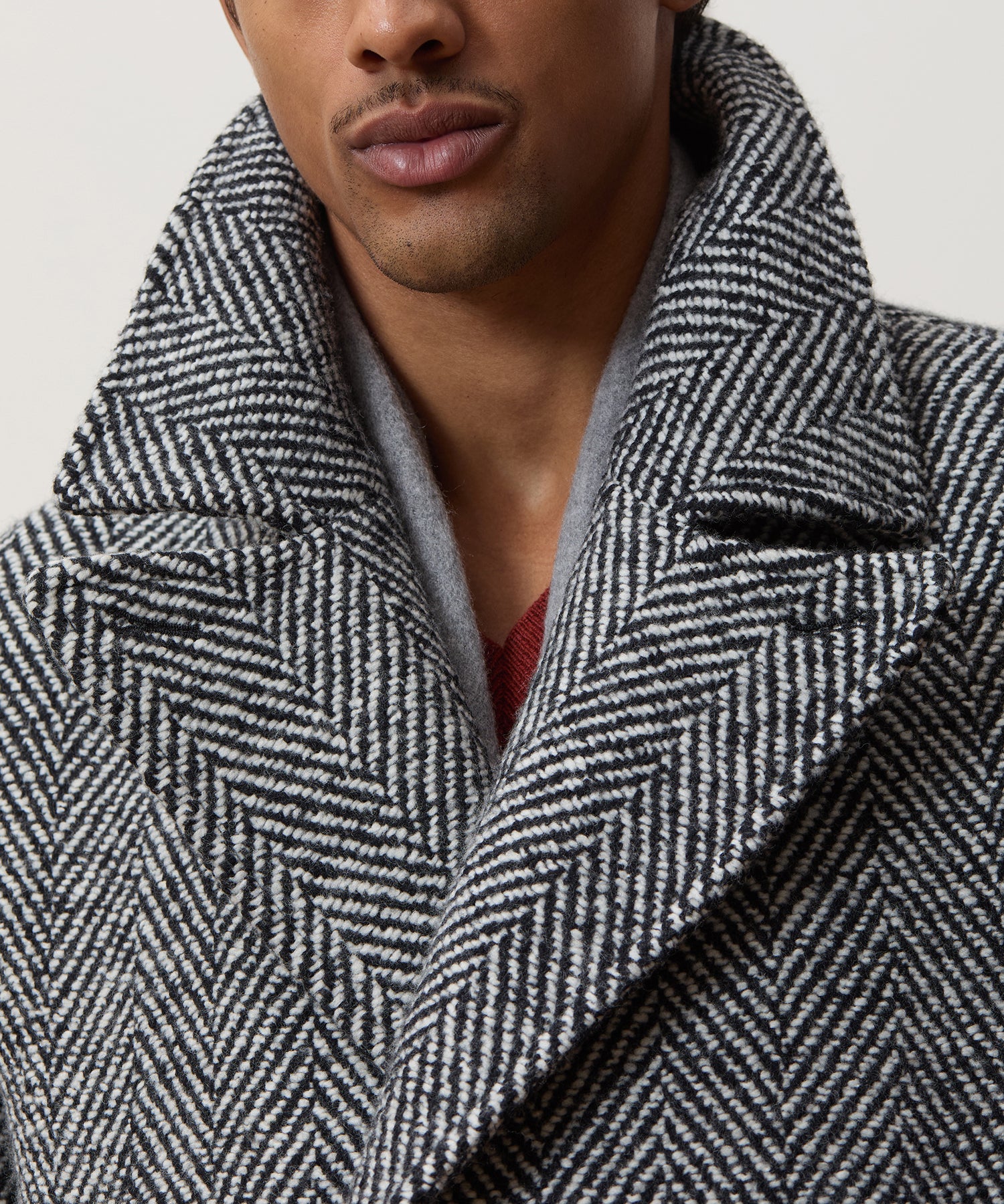 Italian Wool Herringbone Officer Coat - Image 4