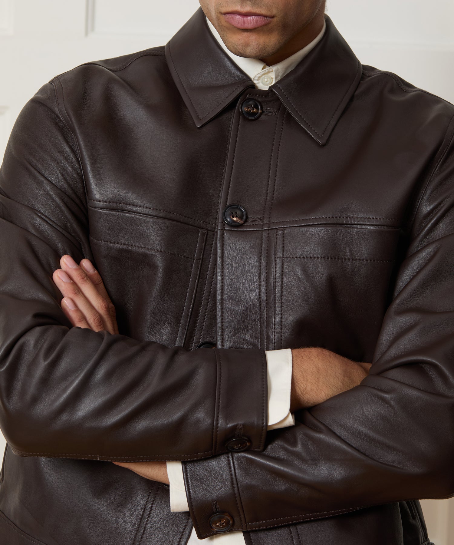 Boxy Italian Leather Jacket - Image 4