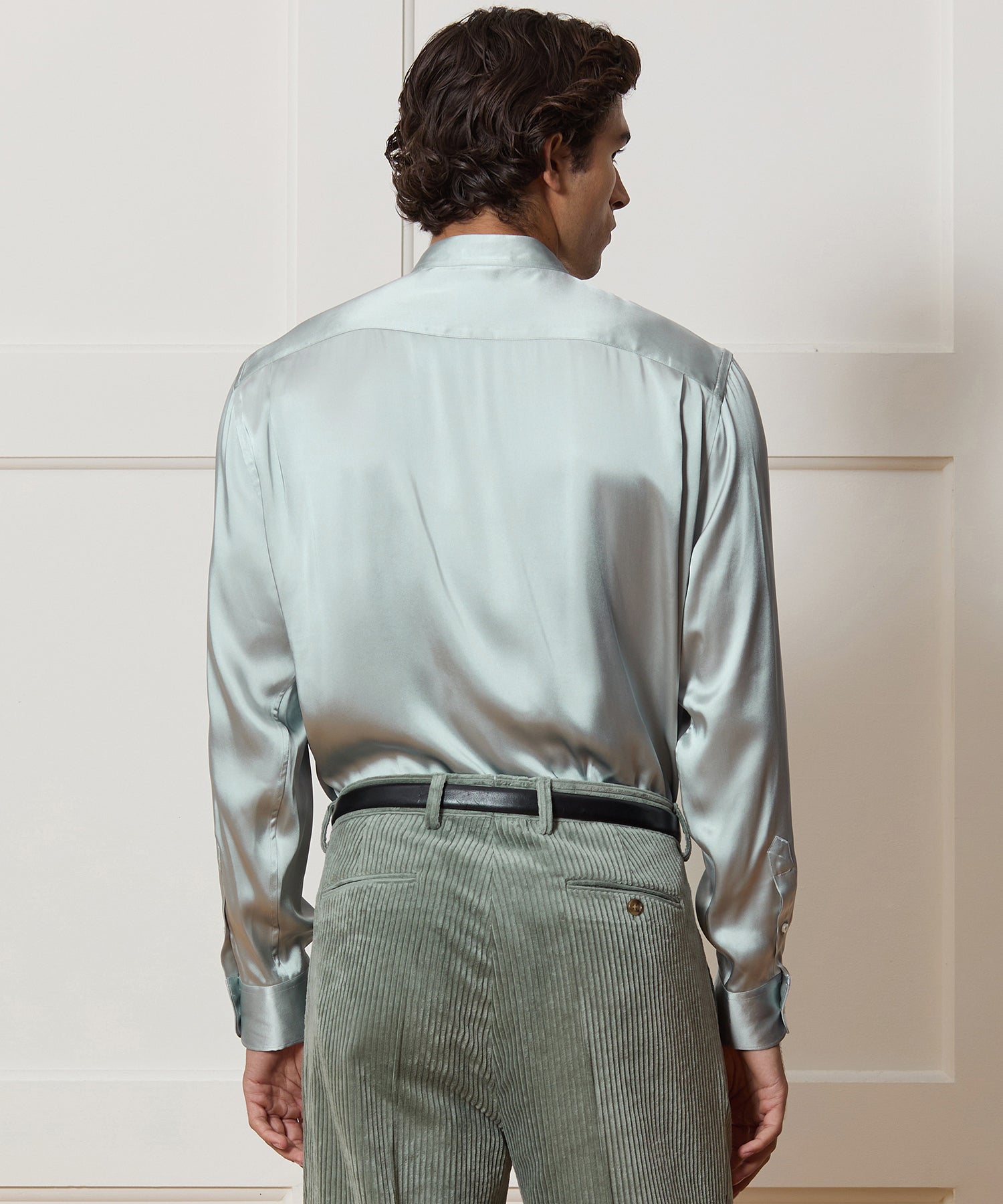 Italian Satin Band Collar Shirt - Image 5
