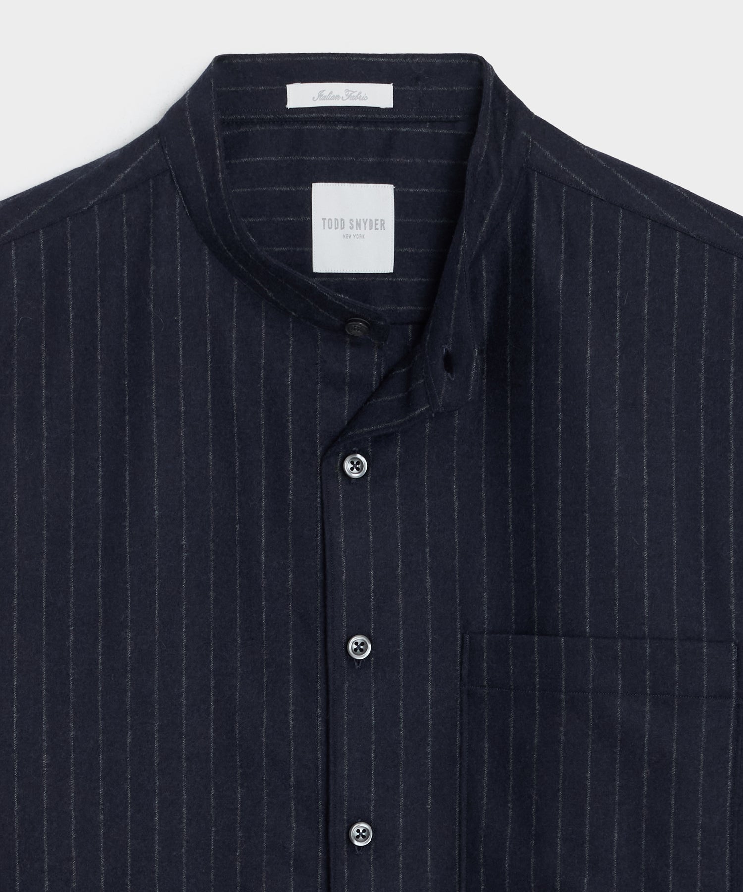 Italian Wool-Cashmere Band Collar Shirt - Image 6
