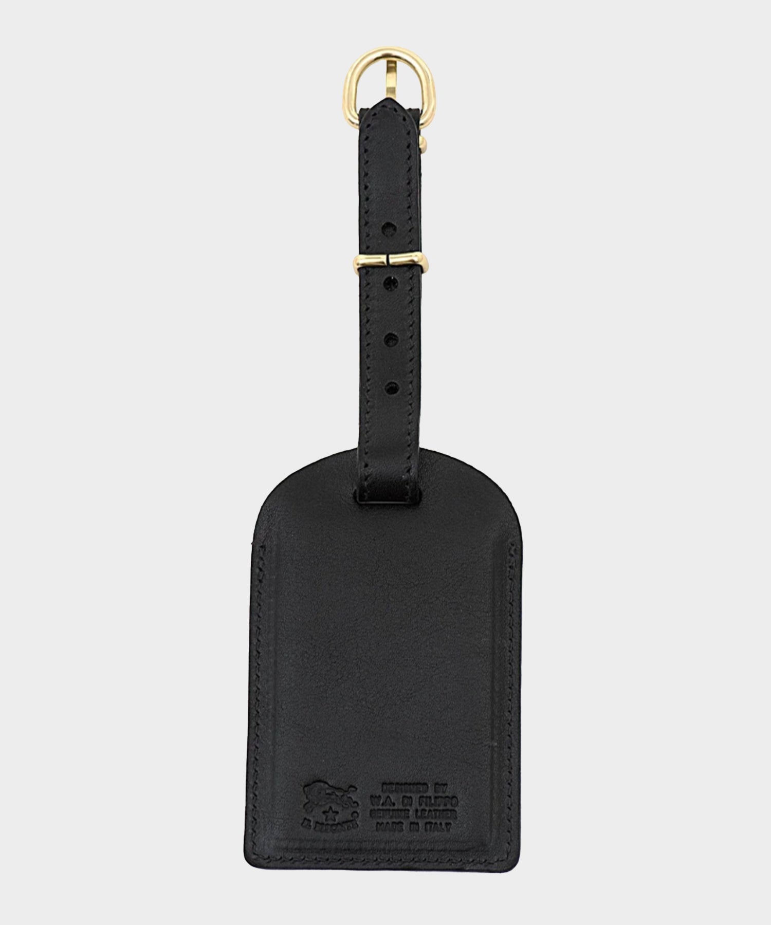 Il Bisonte Leather Luggage Tag in Black - Image 2