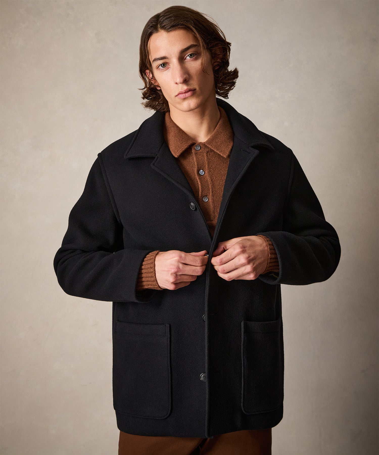 Wool Cashmere Cafe Jacket in Black - Image 5