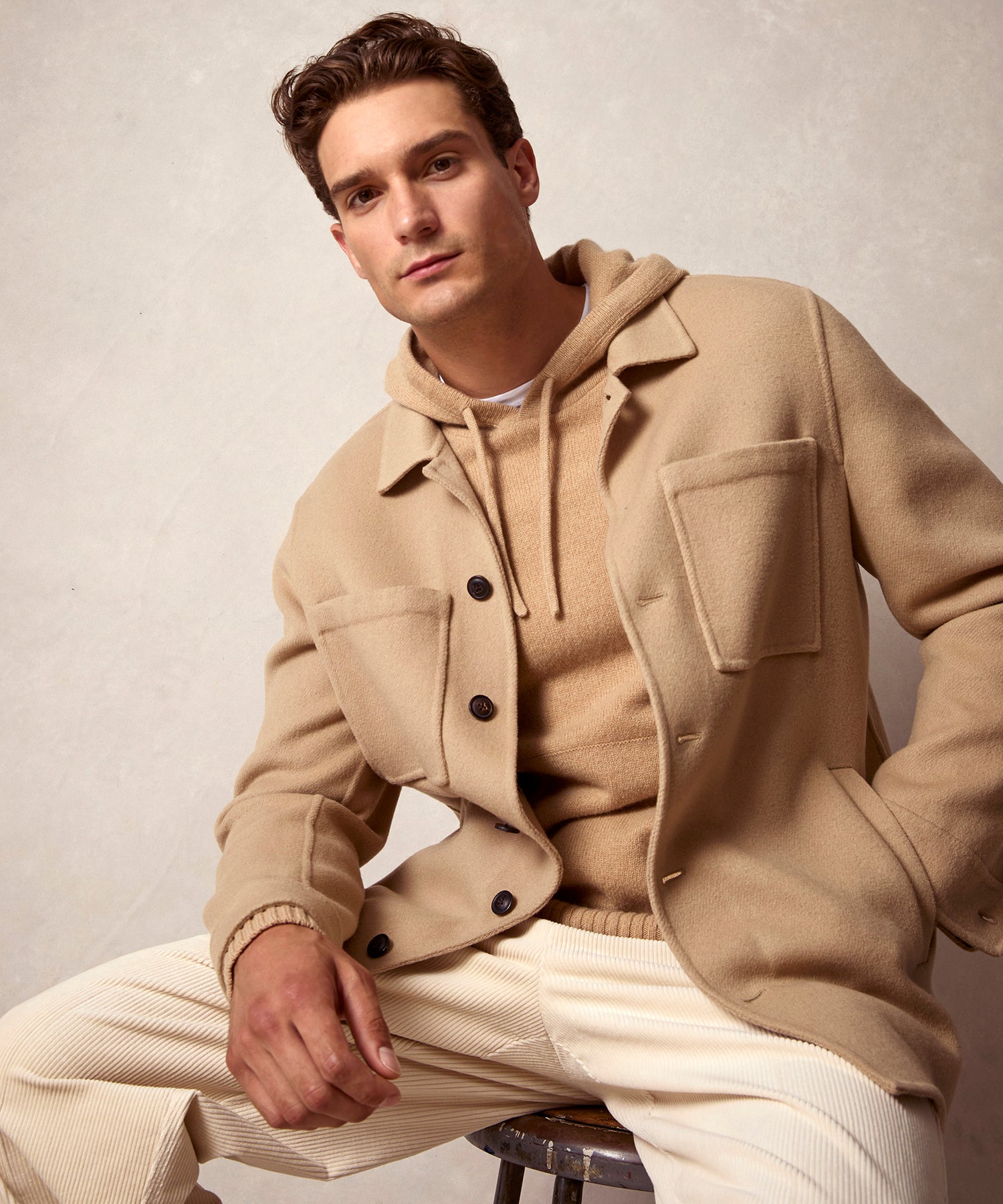 Italian Cashmere Shirt Jacket in Camel - Image 2