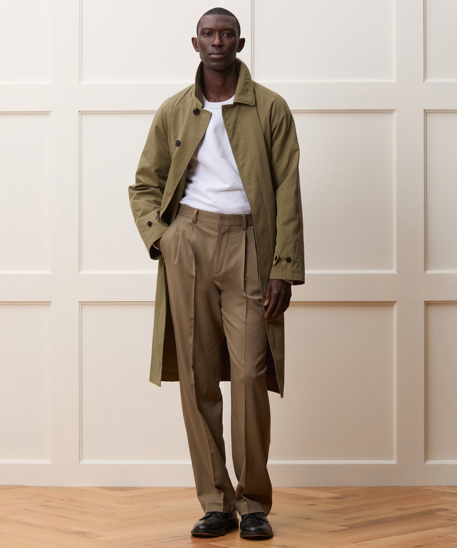 Italian Belted Balmacaan Trench Coat - Image 2