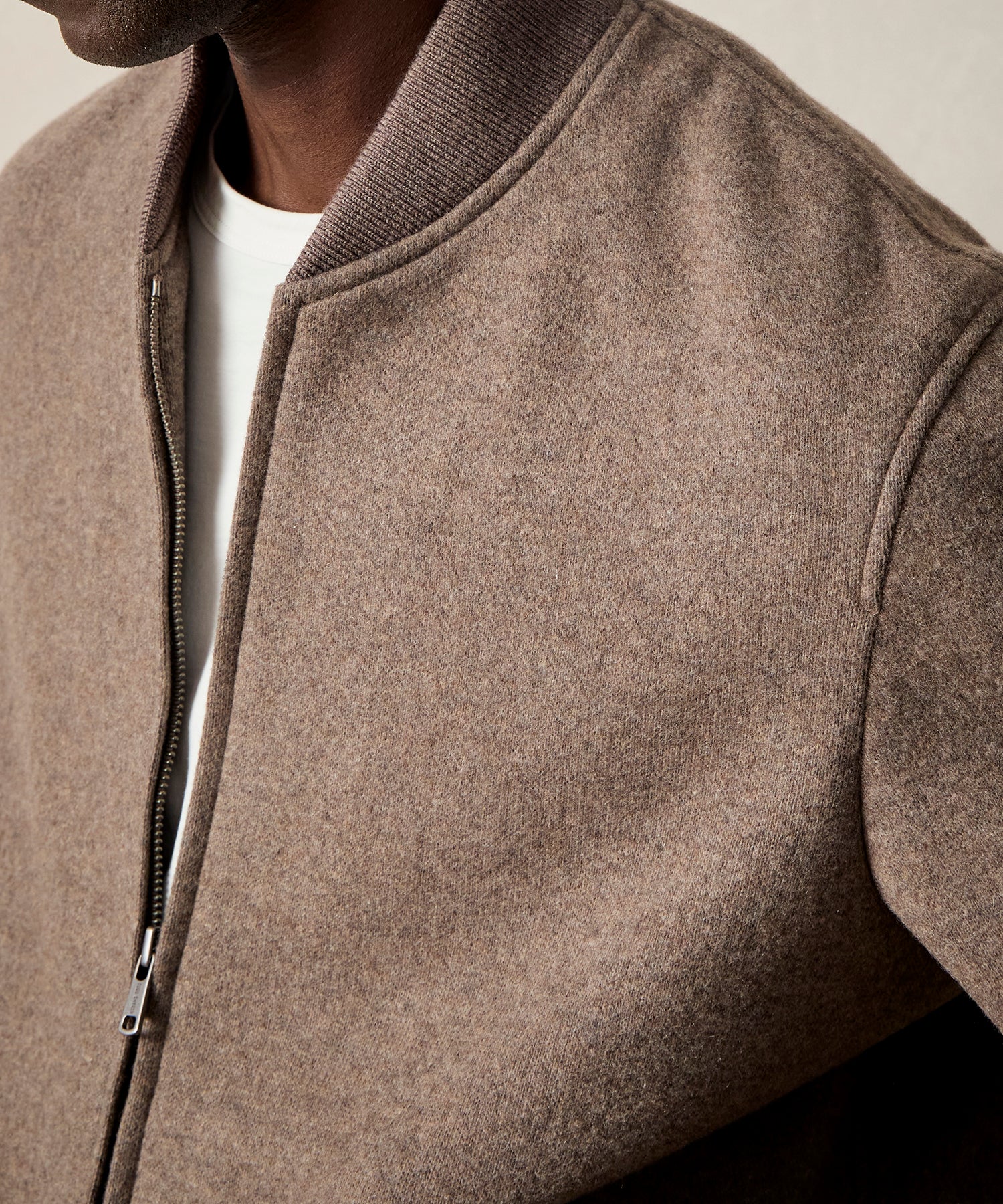 Italian Cashmere Bomber in Taupe - Image 4
