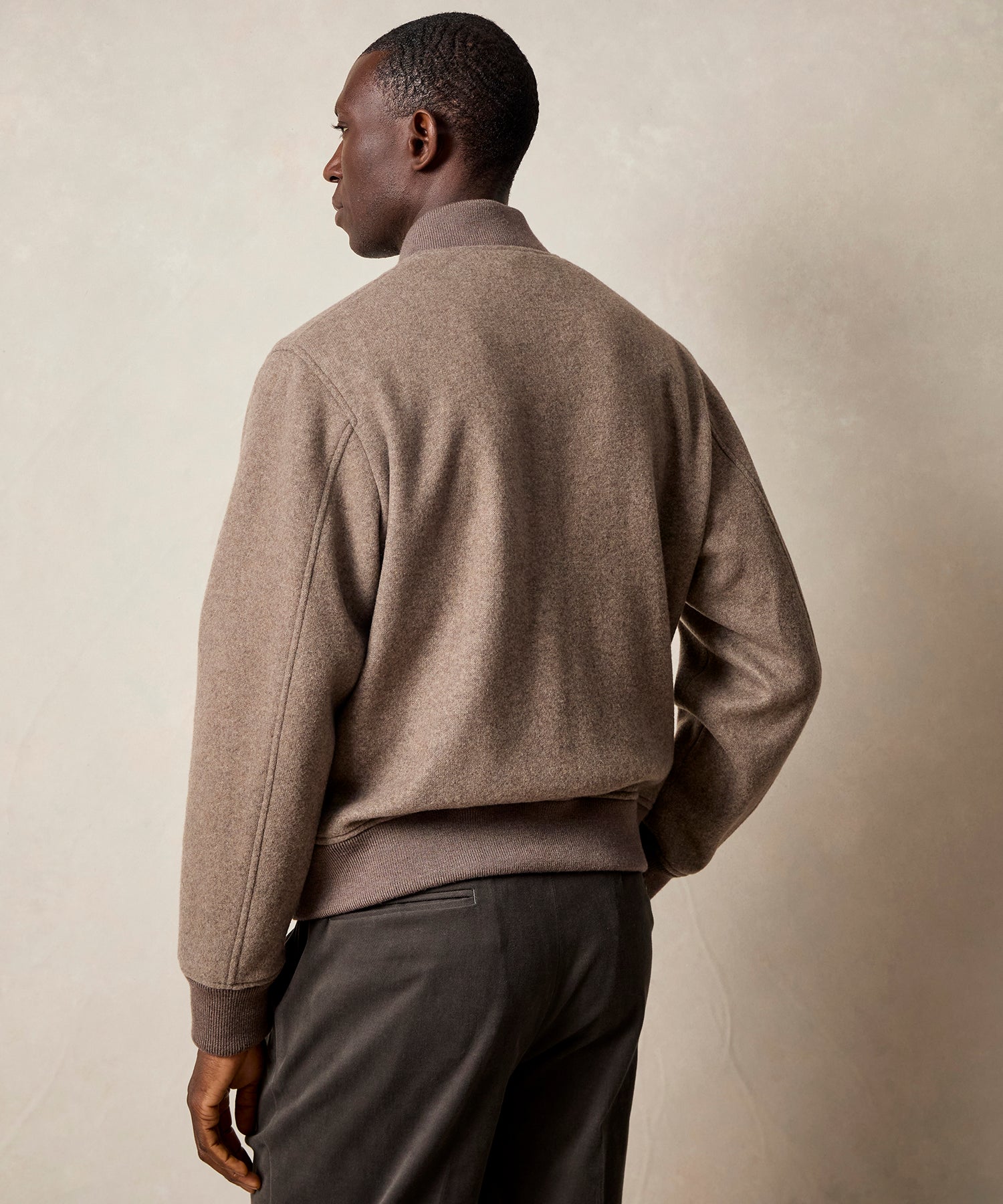 Italian Cashmere Bomber in Taupe - Image 5