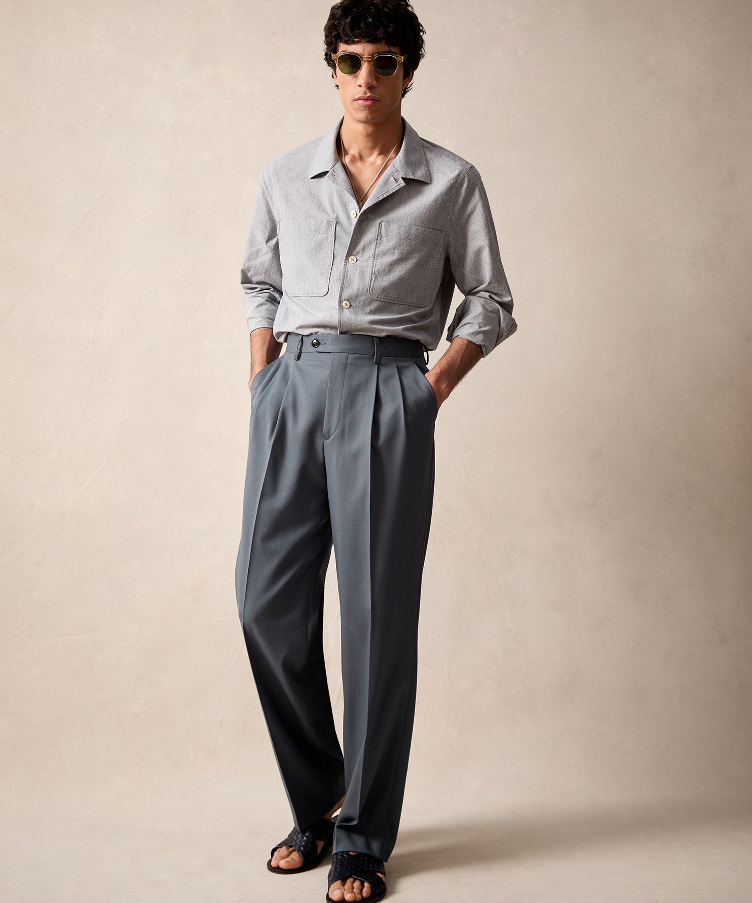 Italian Gabardine Wythe Trouser in Steel Blue - Image 2