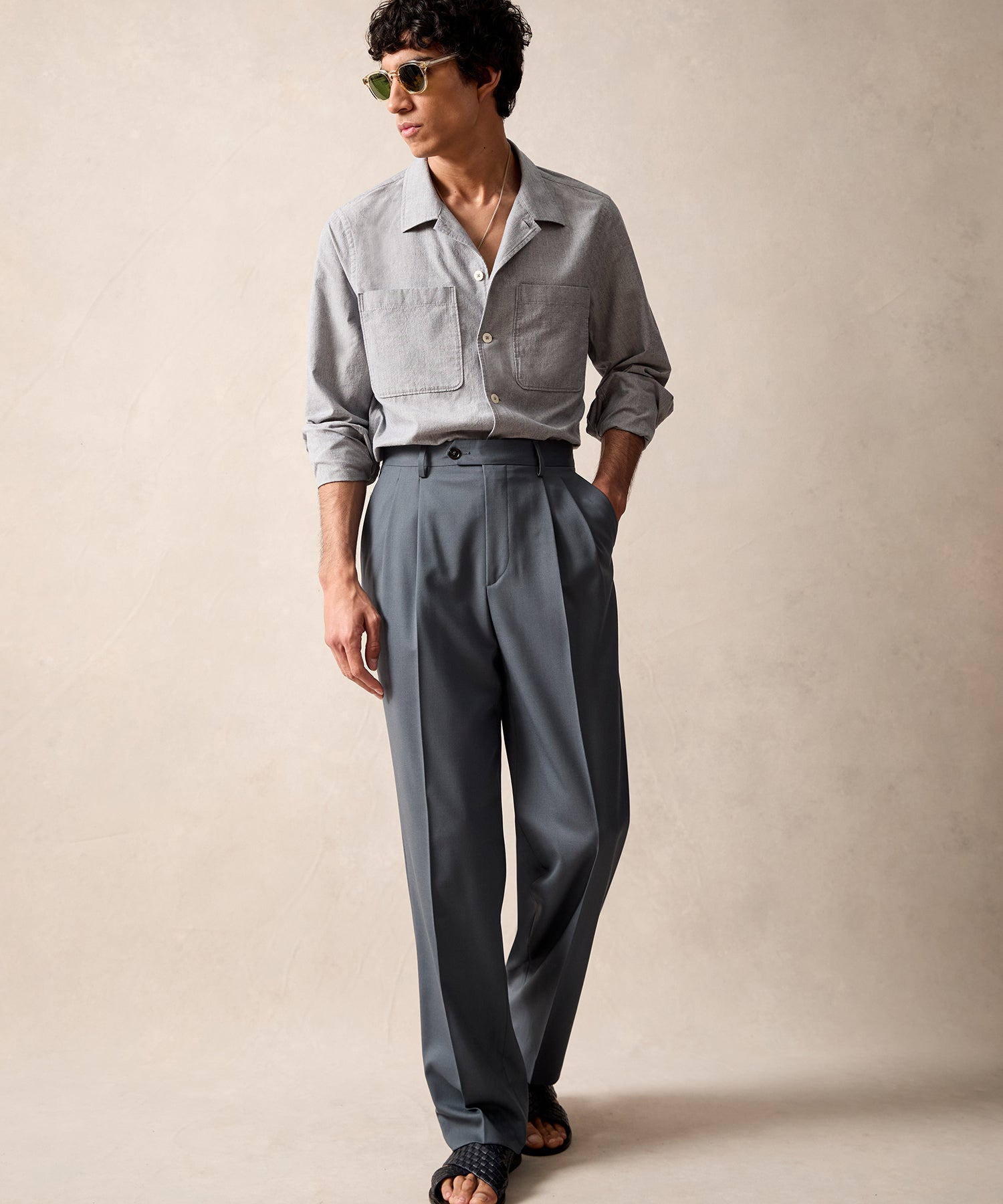 Italian Gabardine Wythe Trouser in Steel Blue - Image 5