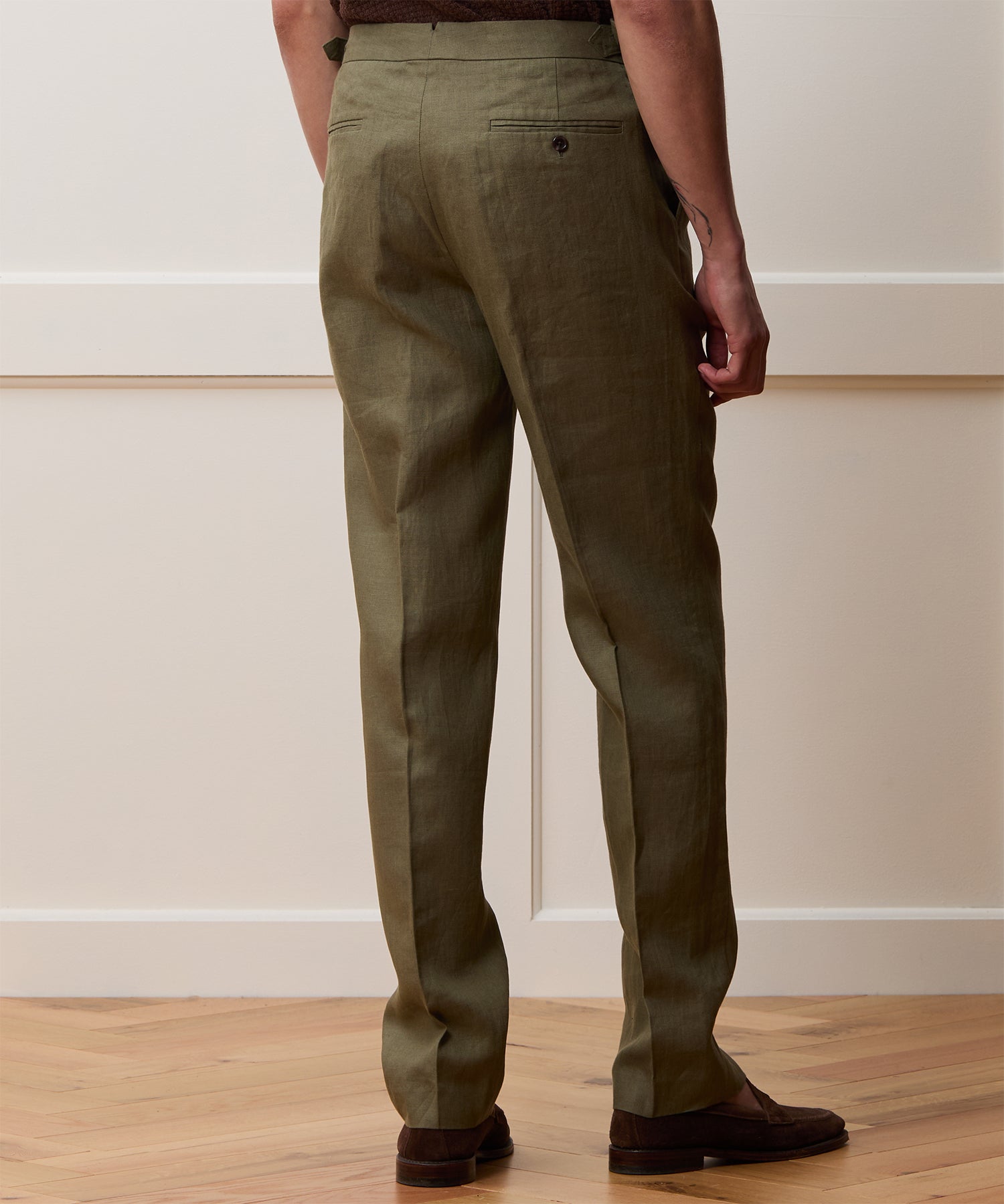 Straight Fit Irish Linen Side Tab Trouser - Image 4