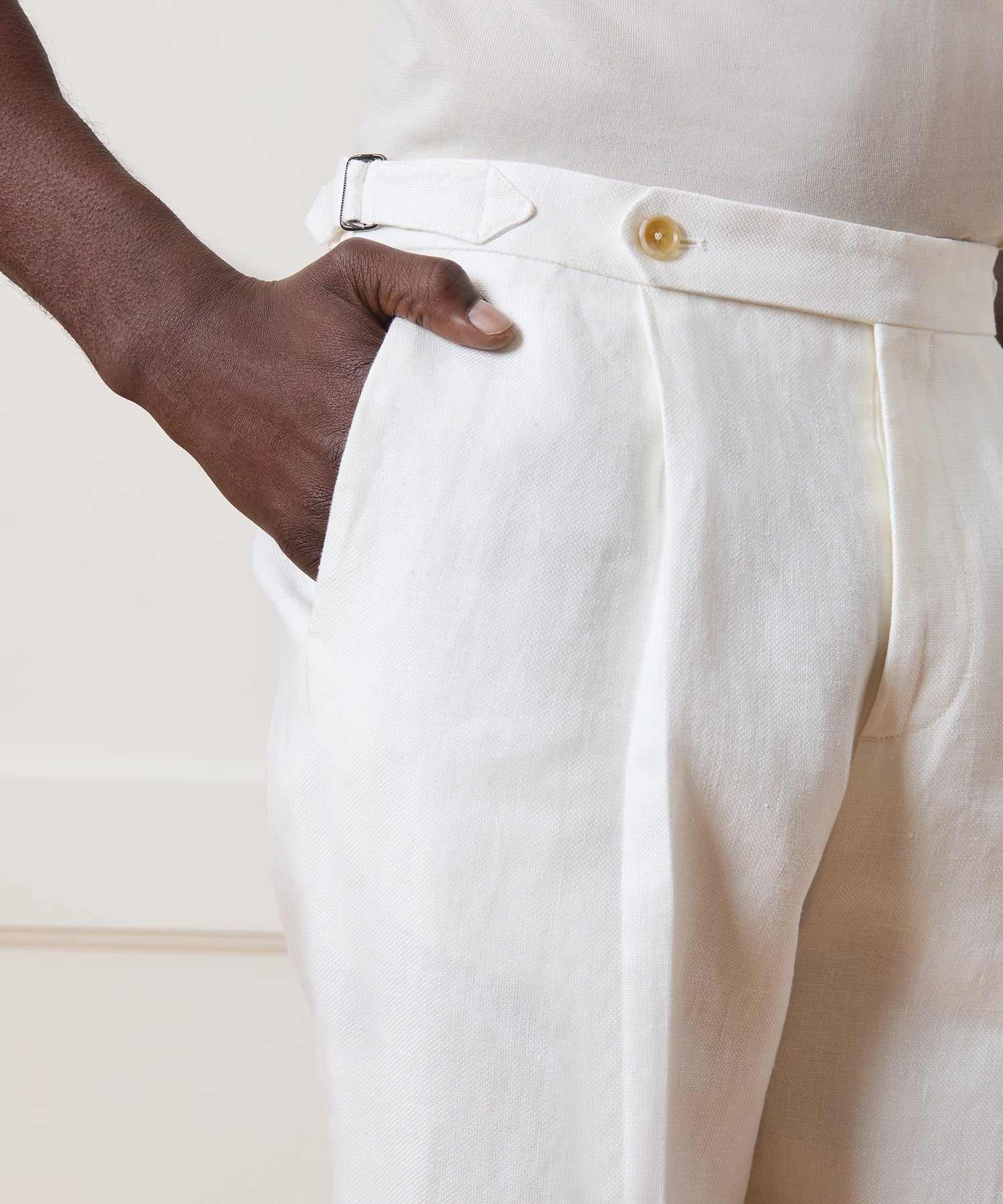Italian Linen Side Tab Trouser - Image 4