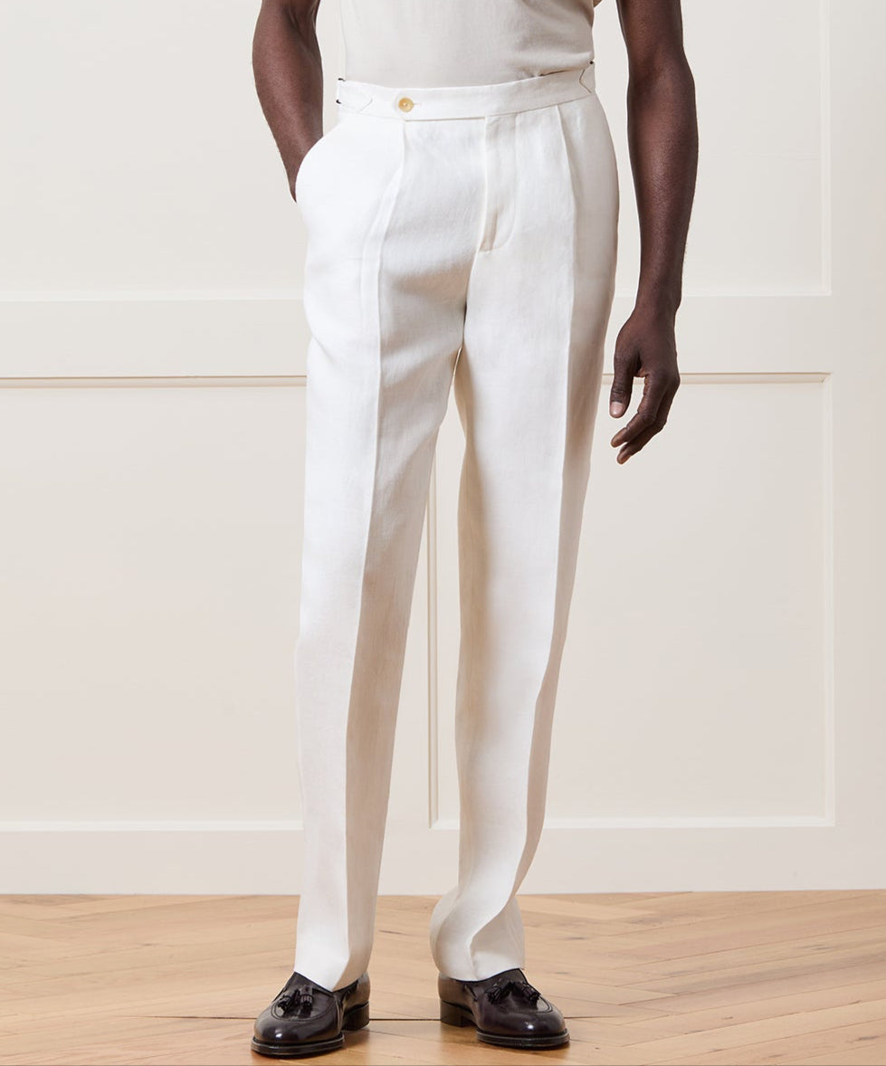 Italian Linen Side Tab Trouser - Image 2