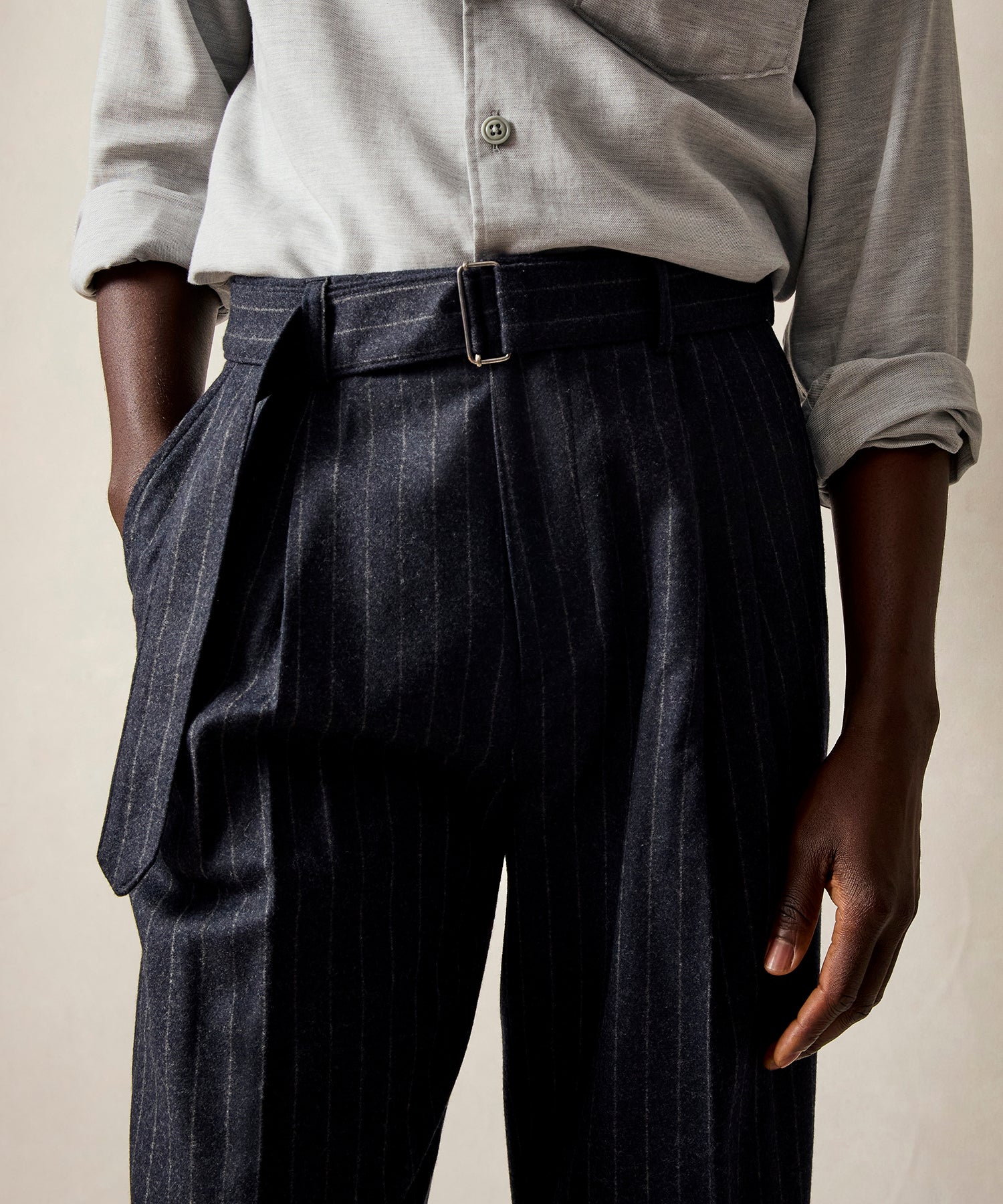 Italian Wool Self Belt Trouser - Image 8