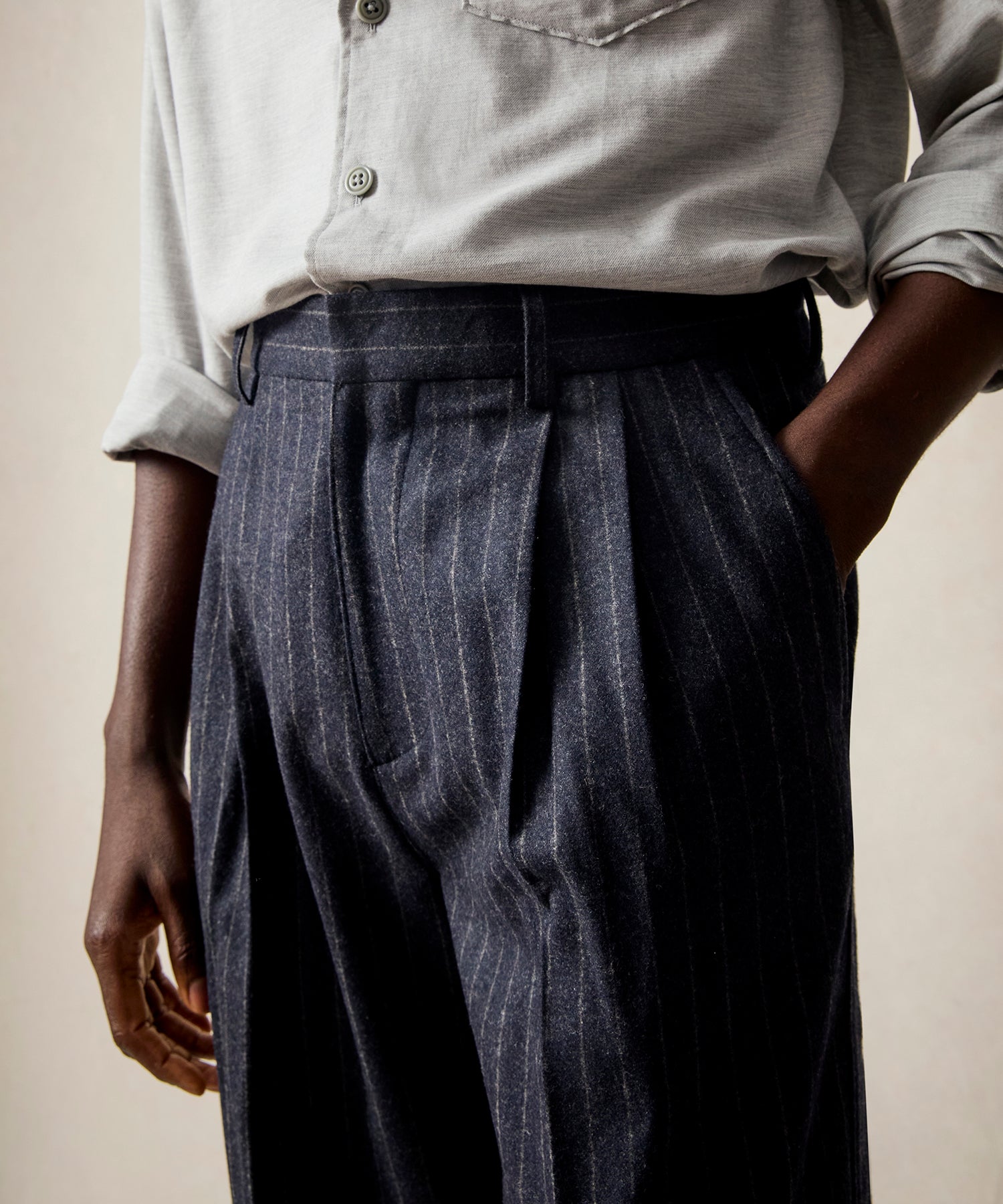Italian Wool Self Belt Trouser - Image 5