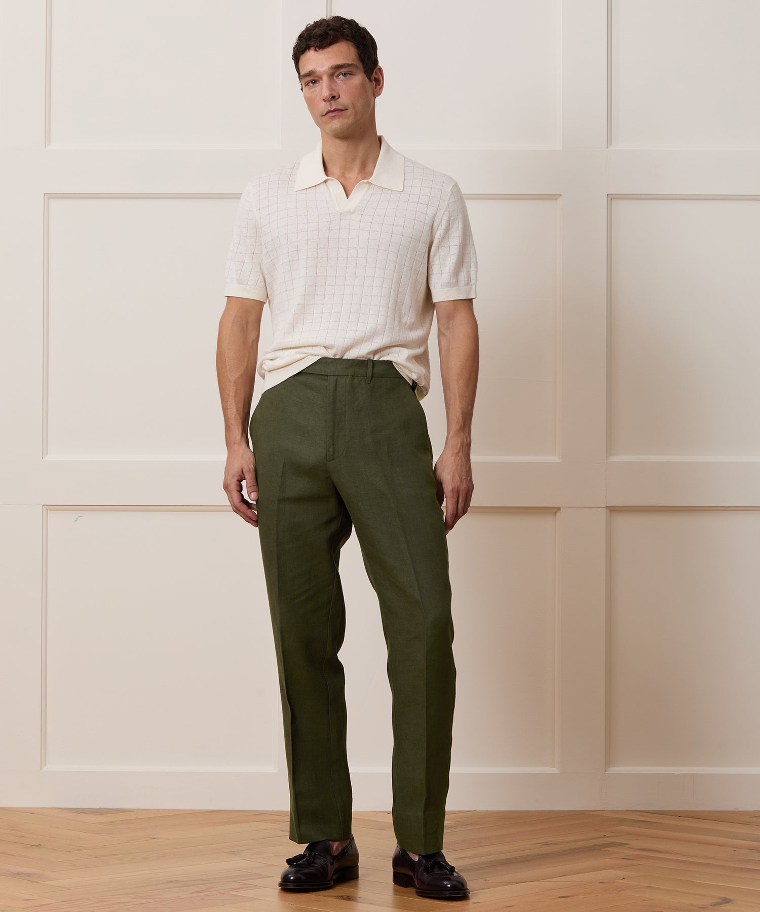 Straight Fit Linen Tab Trouser - Image 4