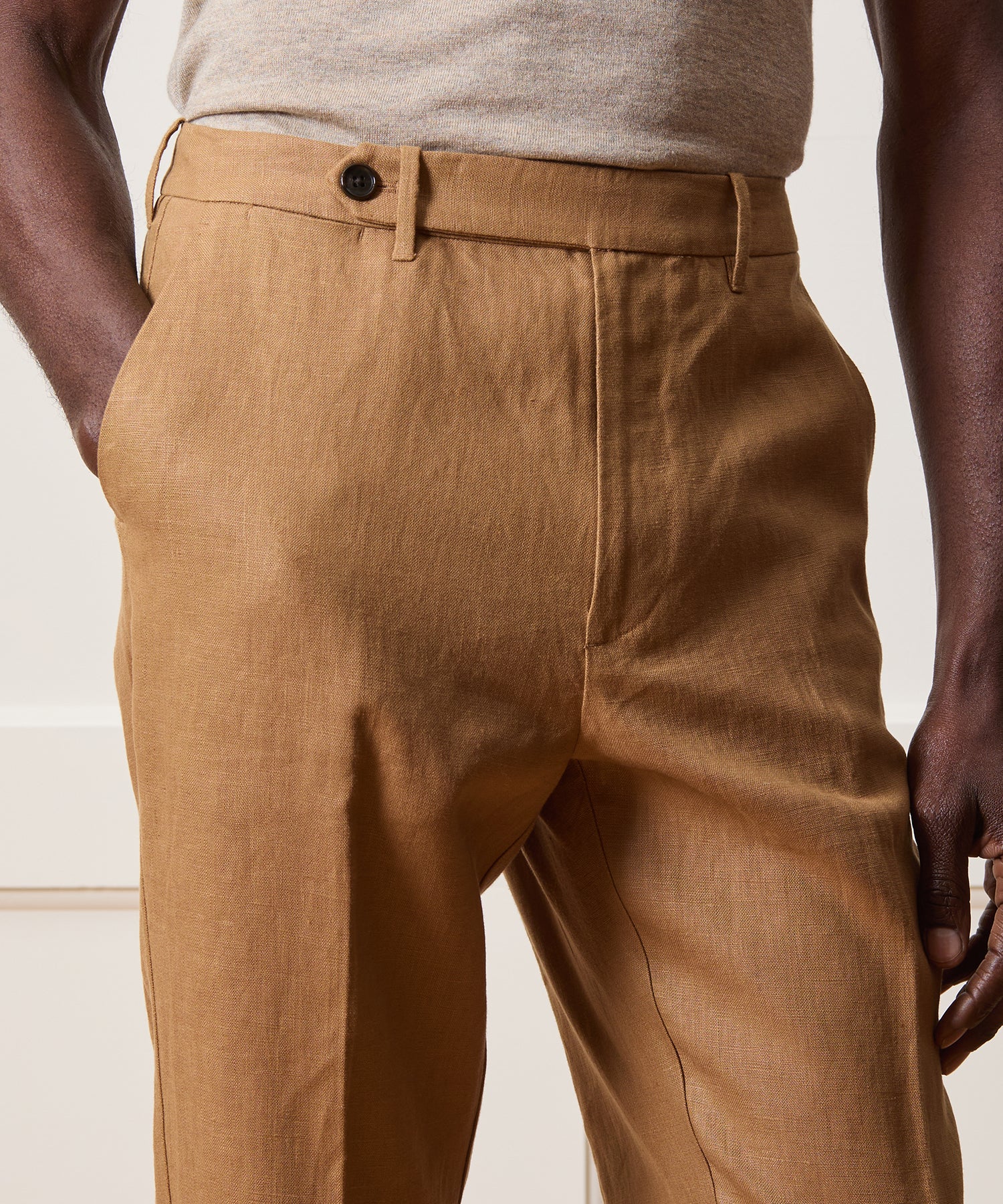 Straight Fit Linen Tab Trouser - Image 8