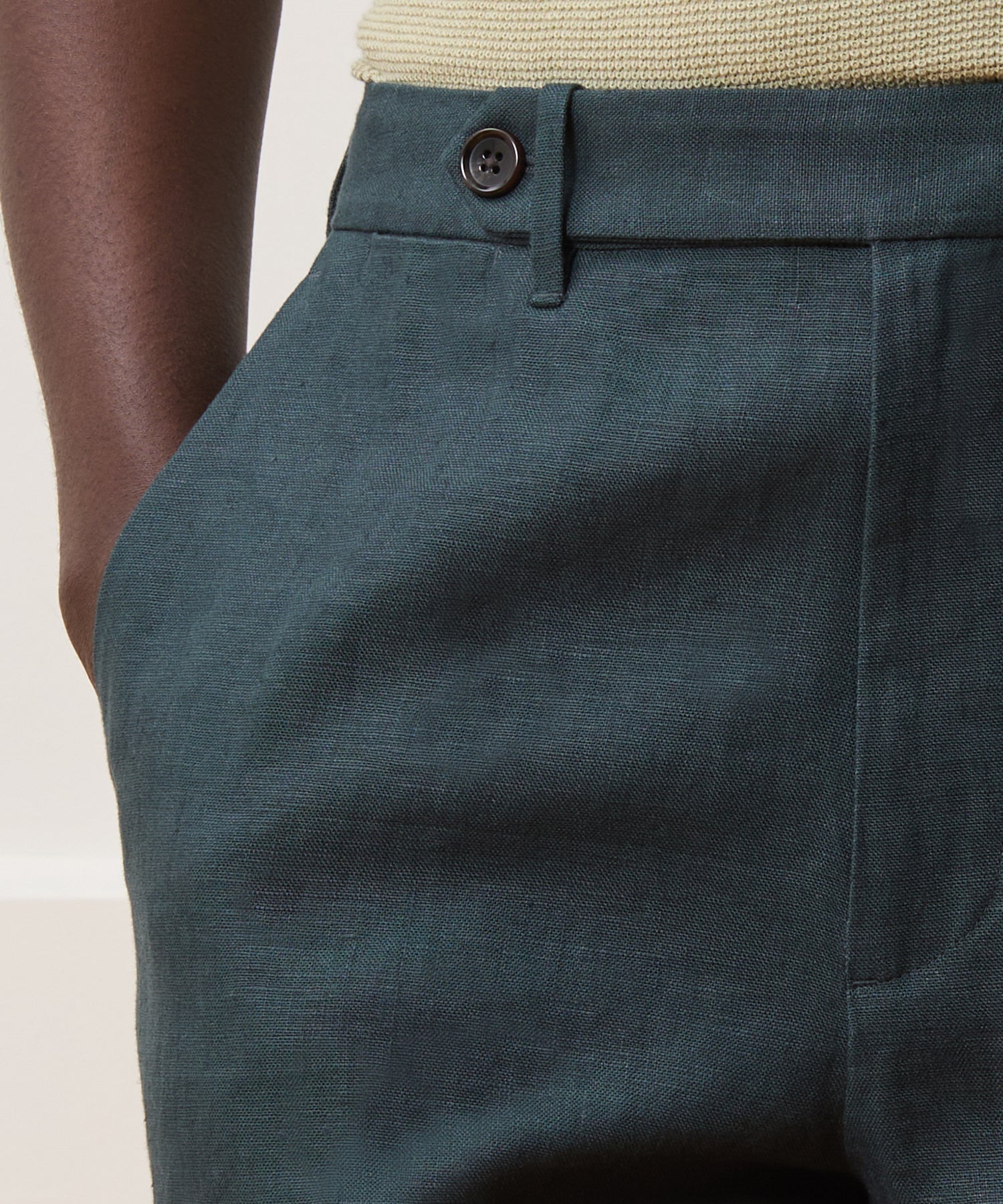 Straight Fit Linen Tab Trouser - Image 5