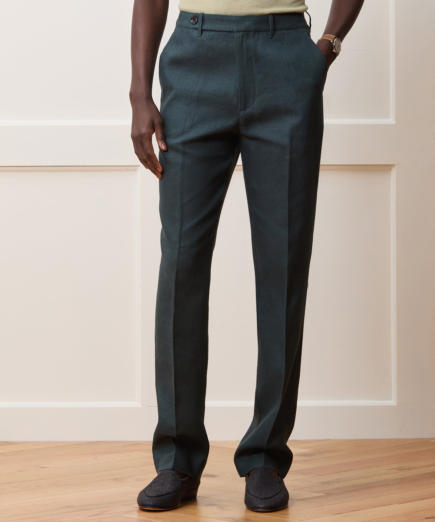 Straight Fit Linen Tab Trouser - Image 2