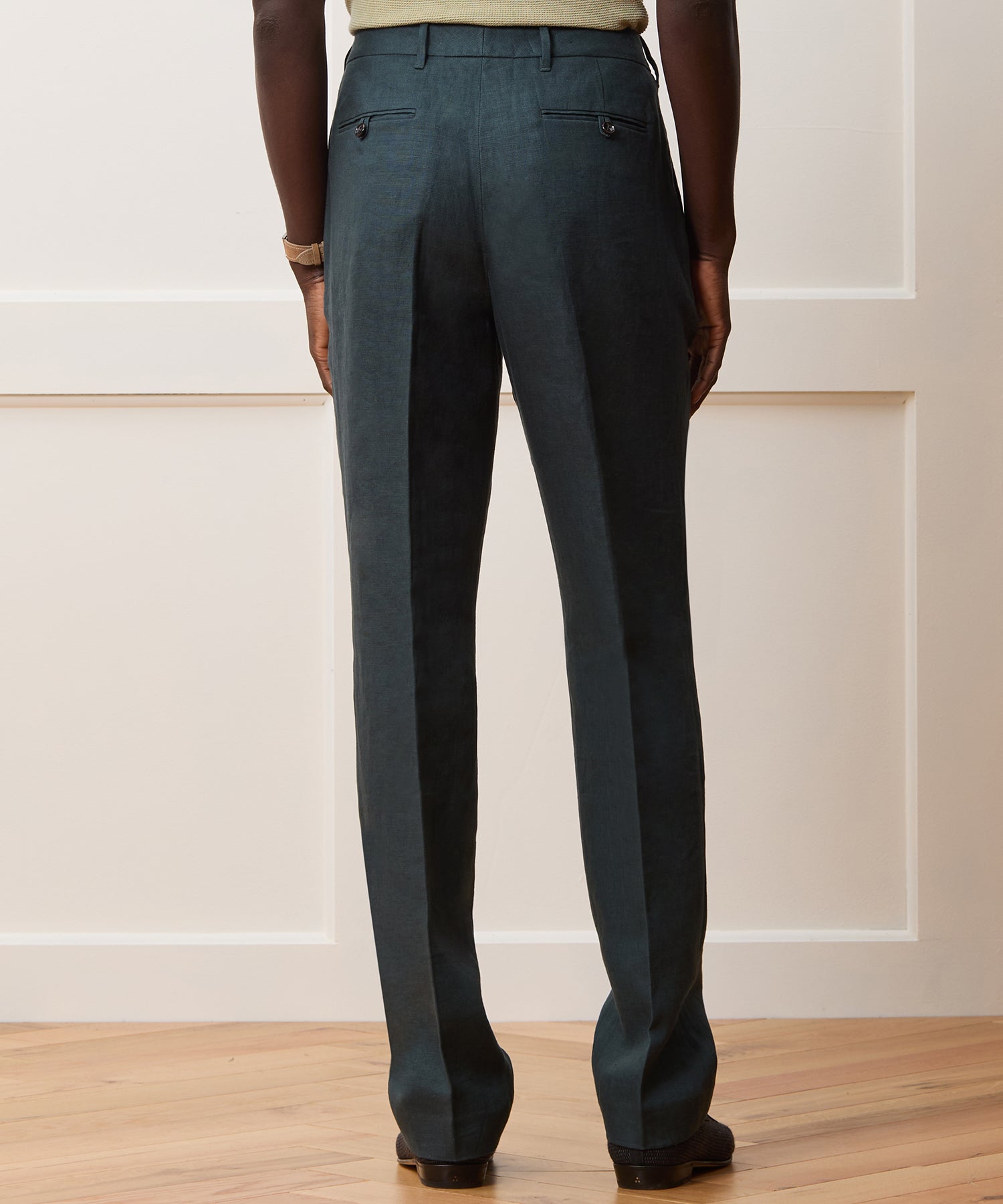 Straight Fit Linen Tab Trouser - Image 4