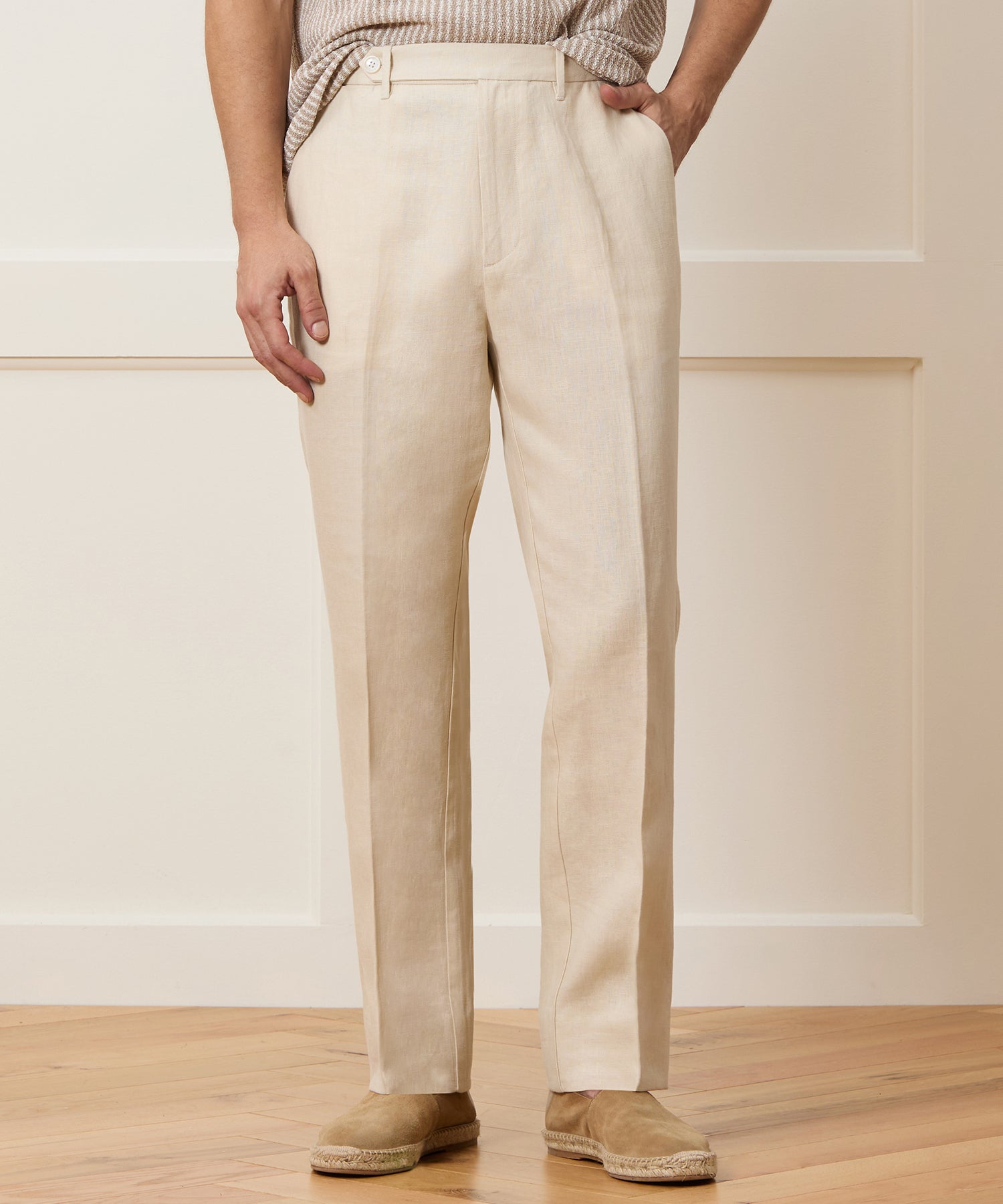 Straight Fit Linen Tab Trouser - Image 2