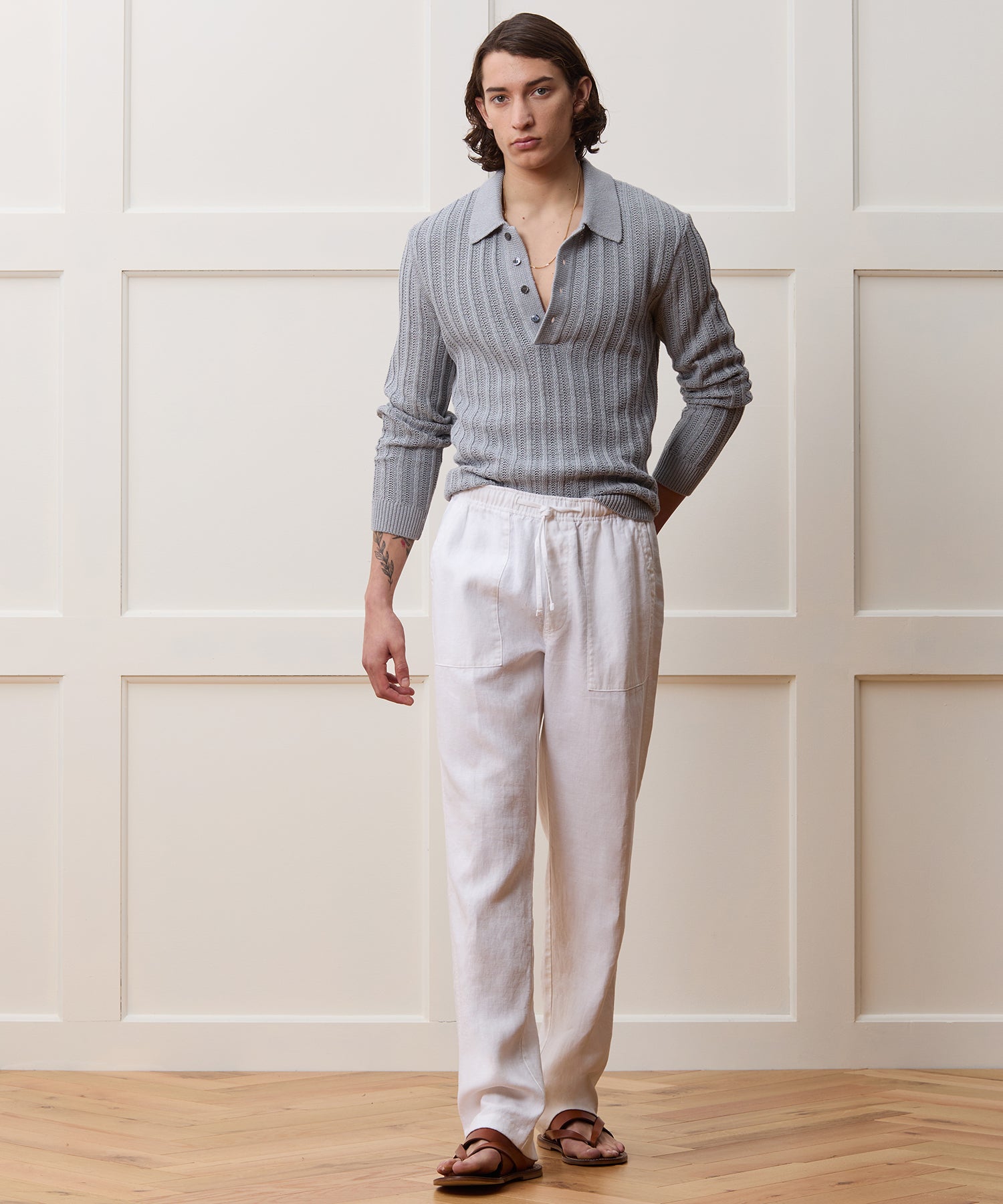 Straight Fit Linen Beach Pant - Image 3