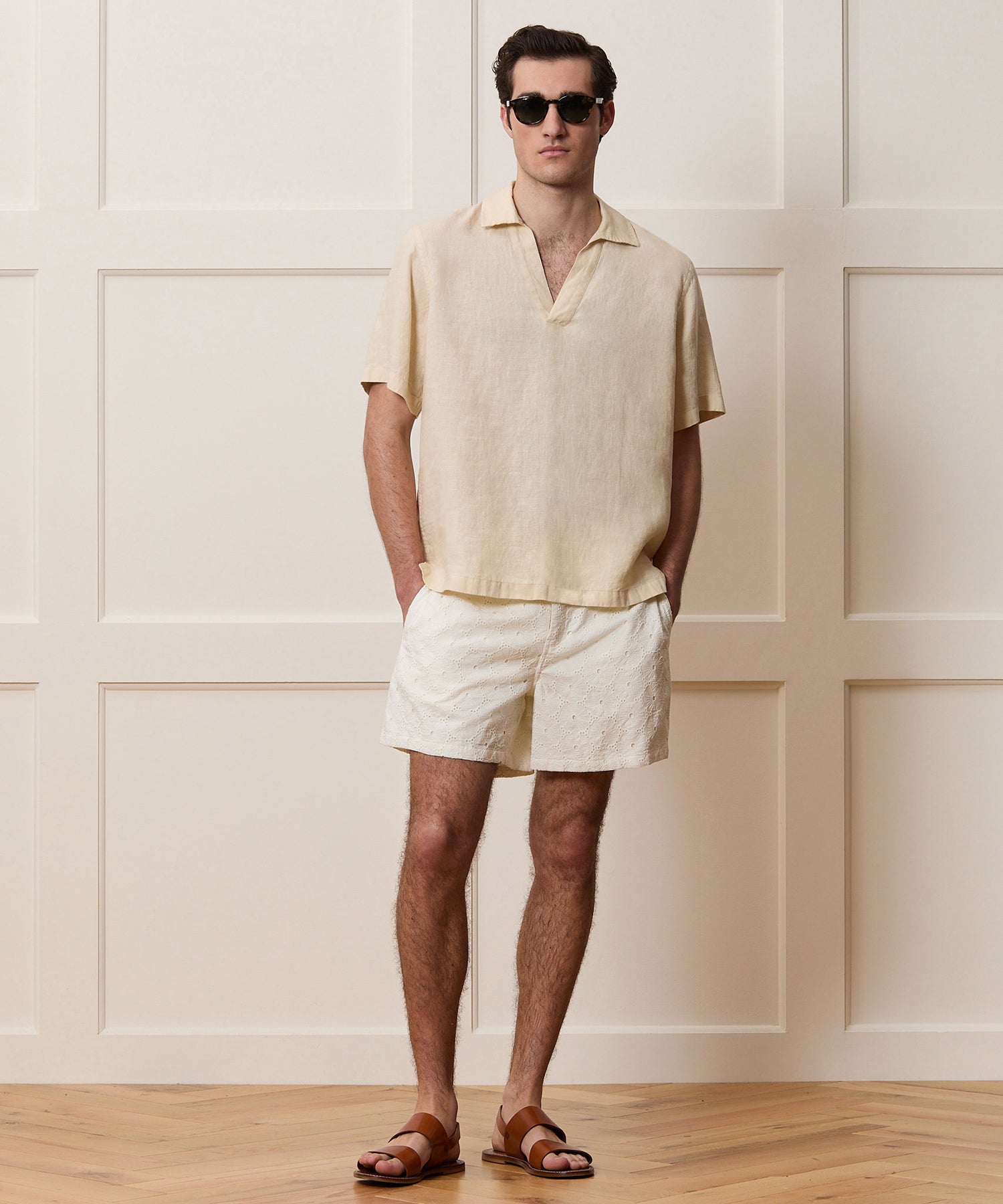 5 Embroidered Cotton Beachcomber Short - Image 3
