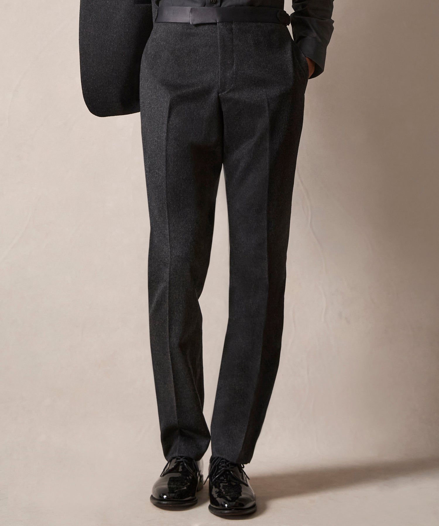 Slim Italian Cashmere Tuxedo Trouser - Image 2