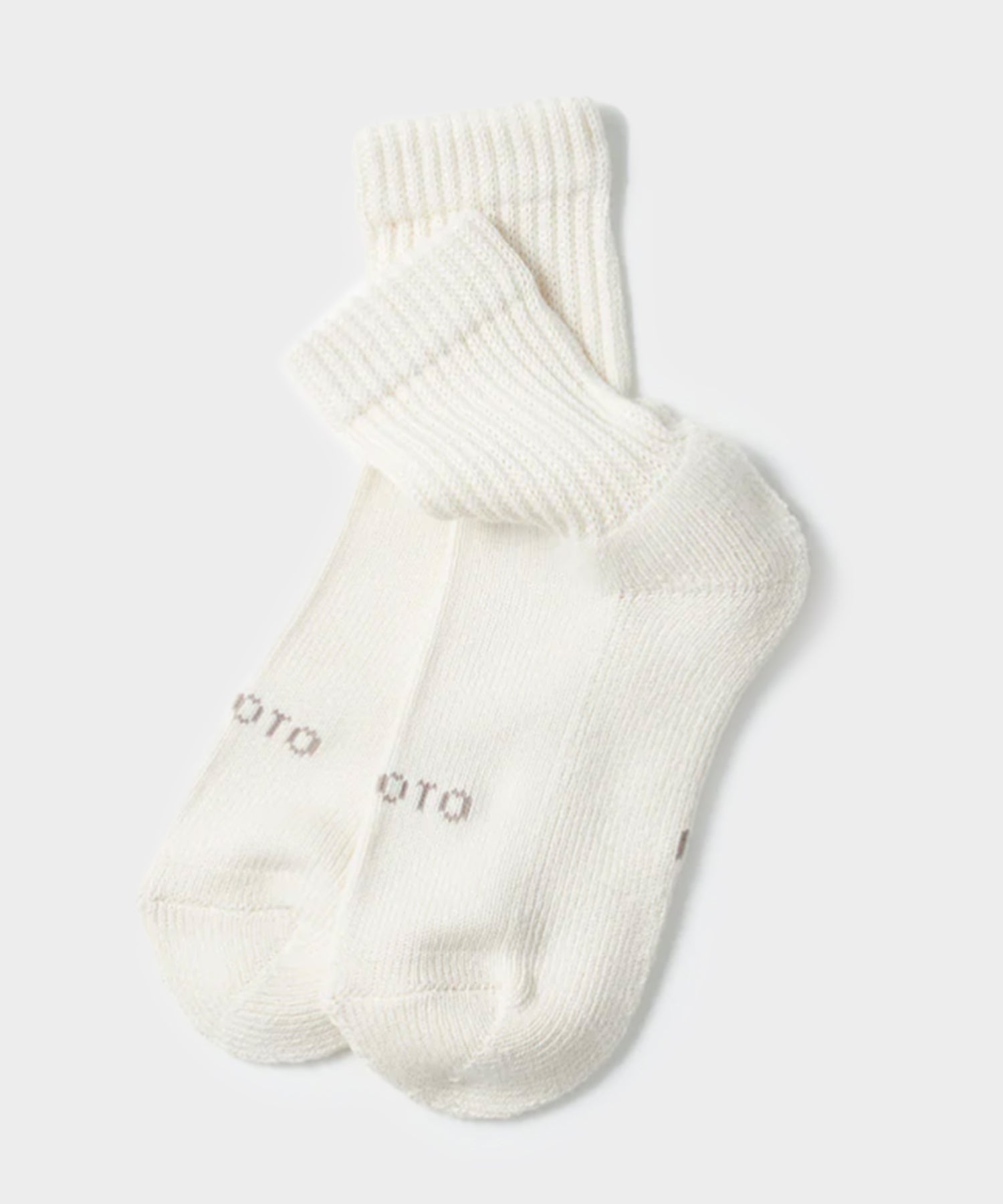 Rototo Organic Daily 3 Pack Mini Crew Sock in Ecru Mix - Image 4