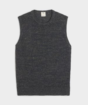 Inis Me??in Linen Crewneck Vest in Charcoal Marl