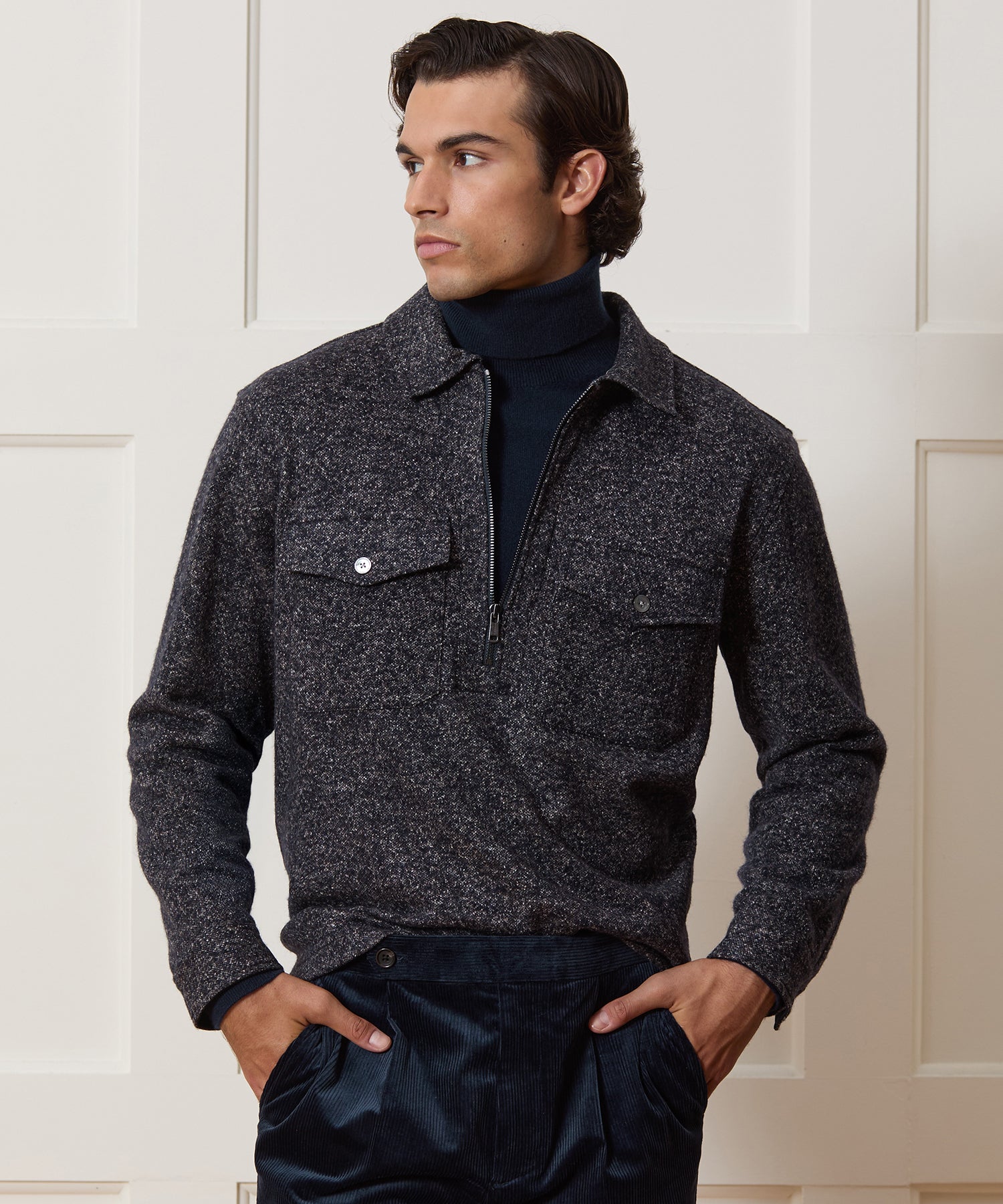 Relaxed Wool-Silk Quarter-Zip Polo - Image 2