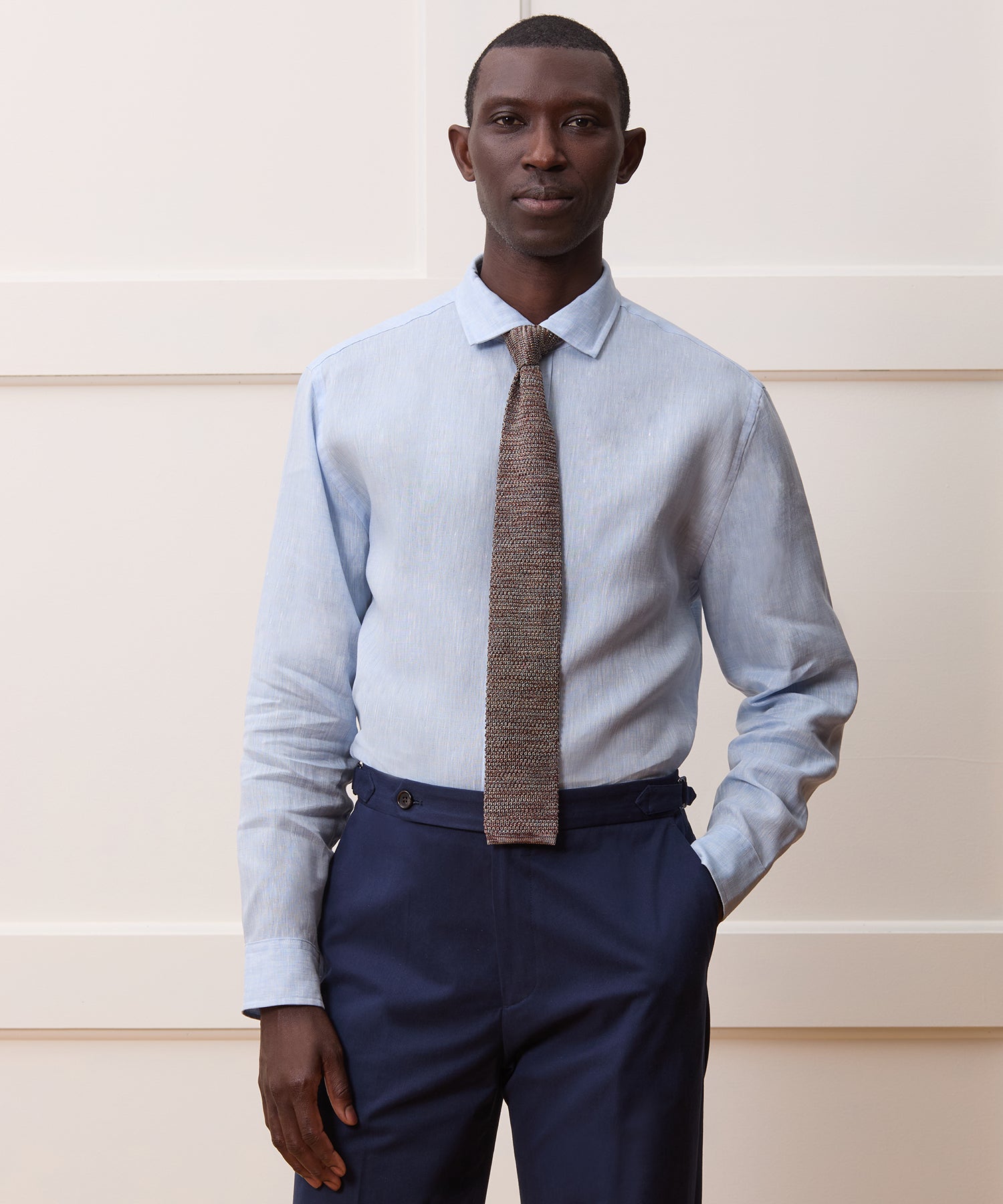 Italian Linen Spread Collar Dress Shirt - Image 2