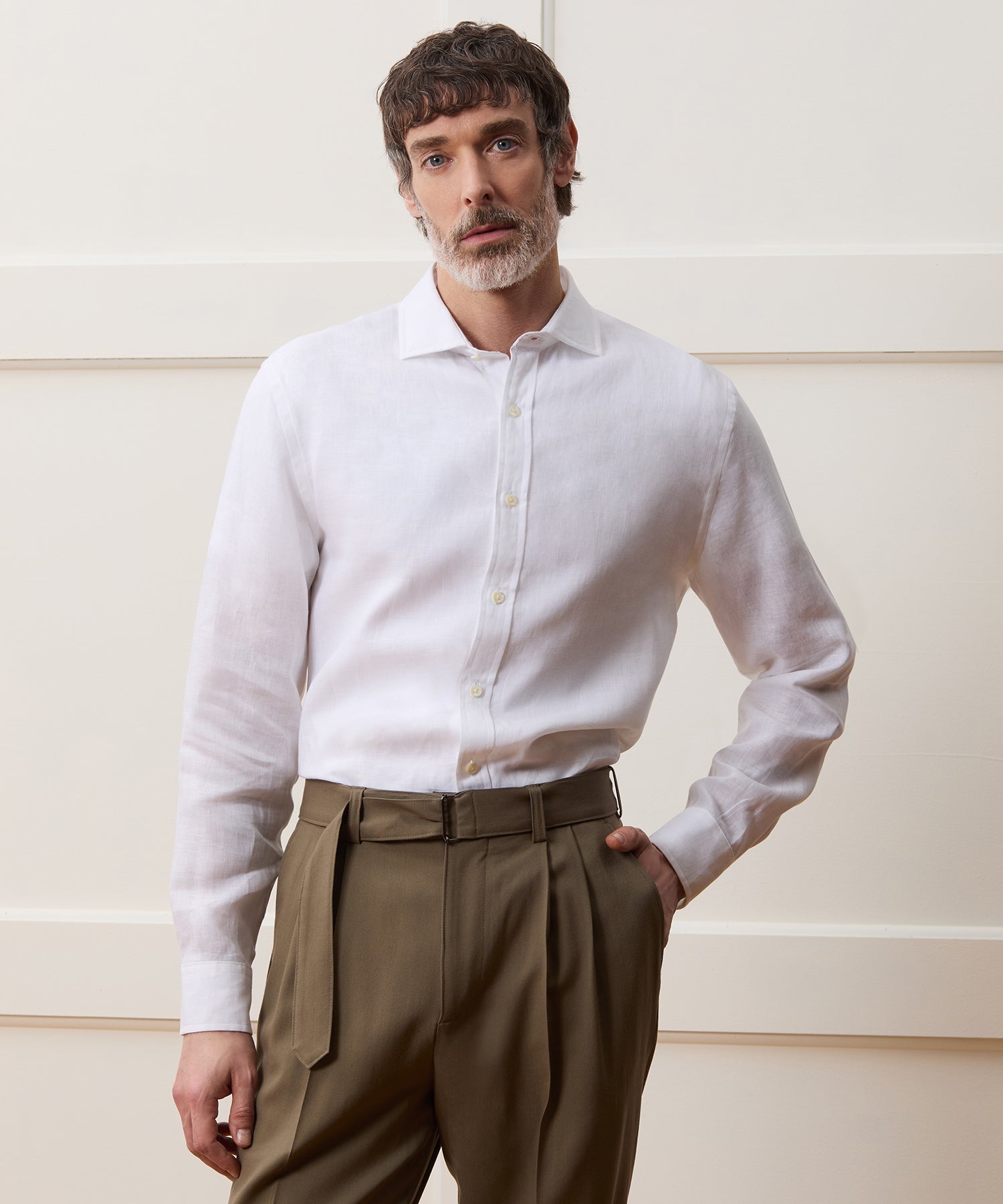 Italian Linen Spread Collar Dress Shirt - Image 2