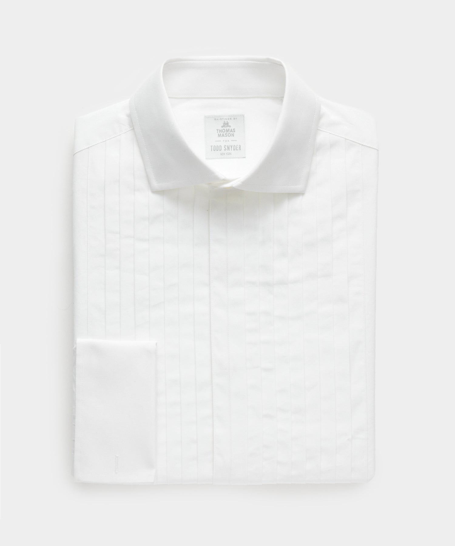 Italian Cotton Wide Pleat Spread Collar Tuxedo Shirt - Image 2