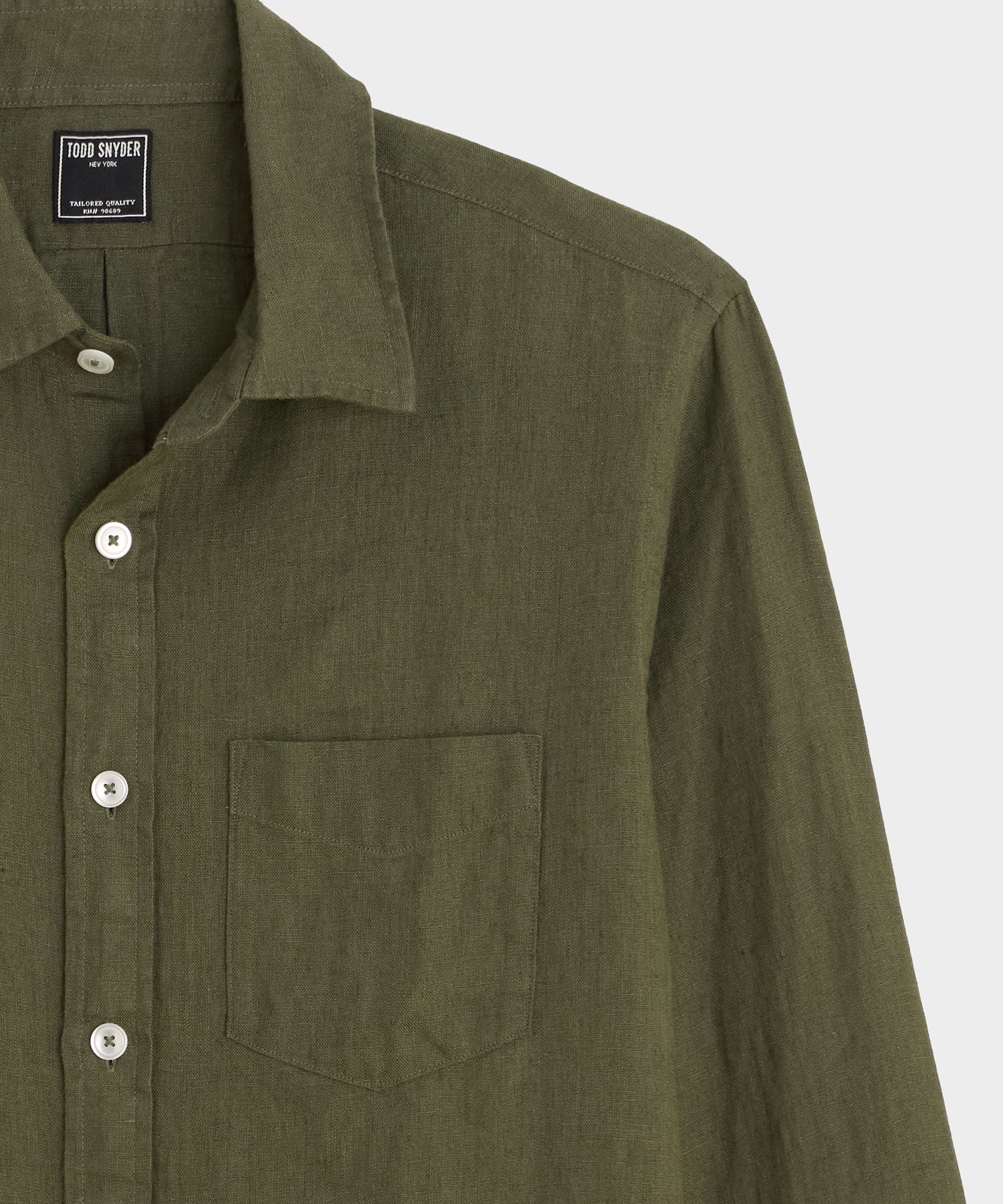 Slim Sea Soft Irish Linen Point Collar Shirt - Image 3