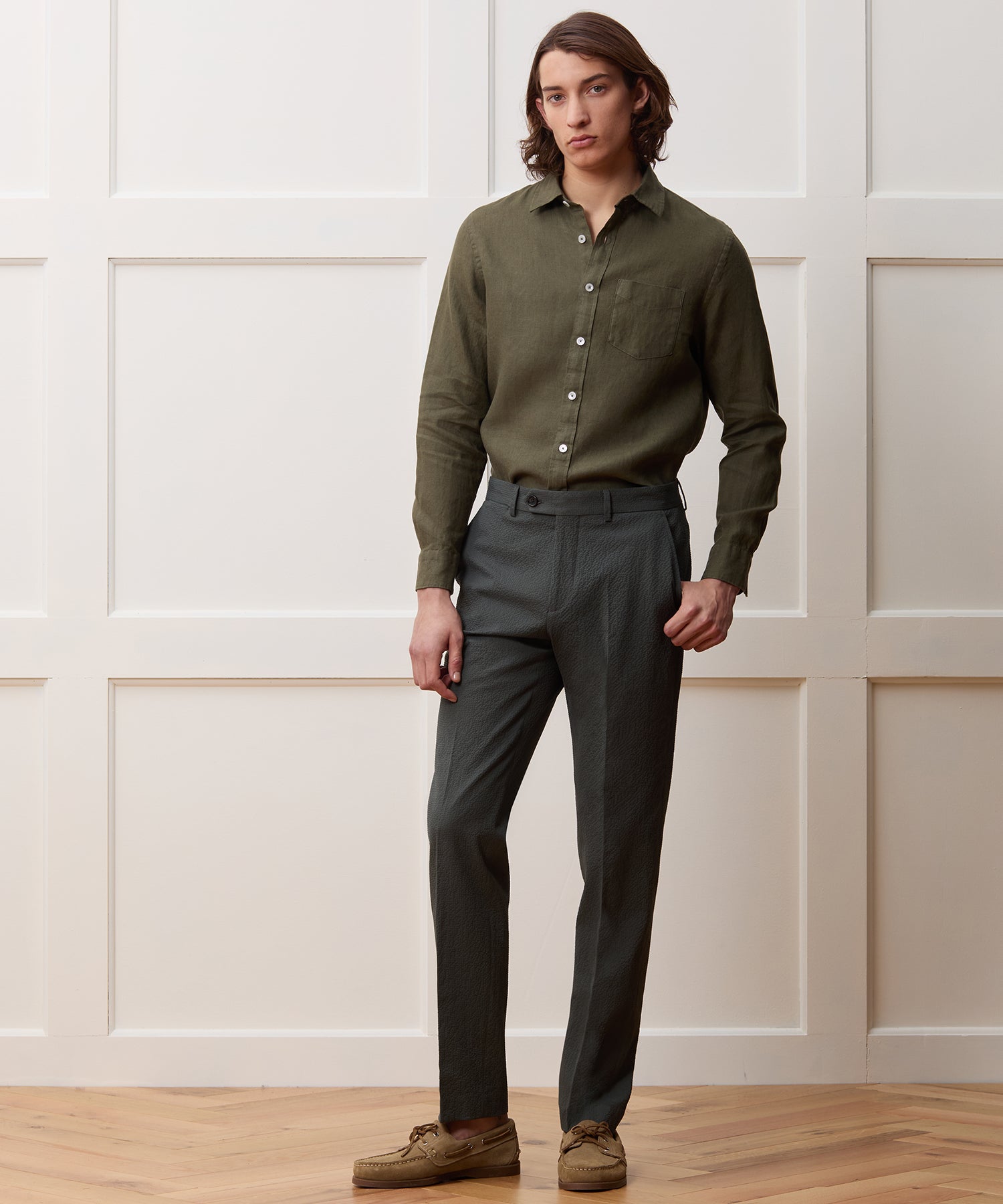 Slim Sea Soft Irish Linen Point Collar Shirt - Image 4