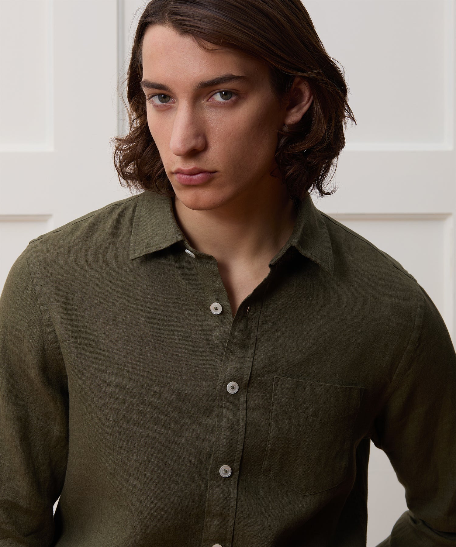Slim Sea Soft Irish Linen Point Collar Shirt - Image 6