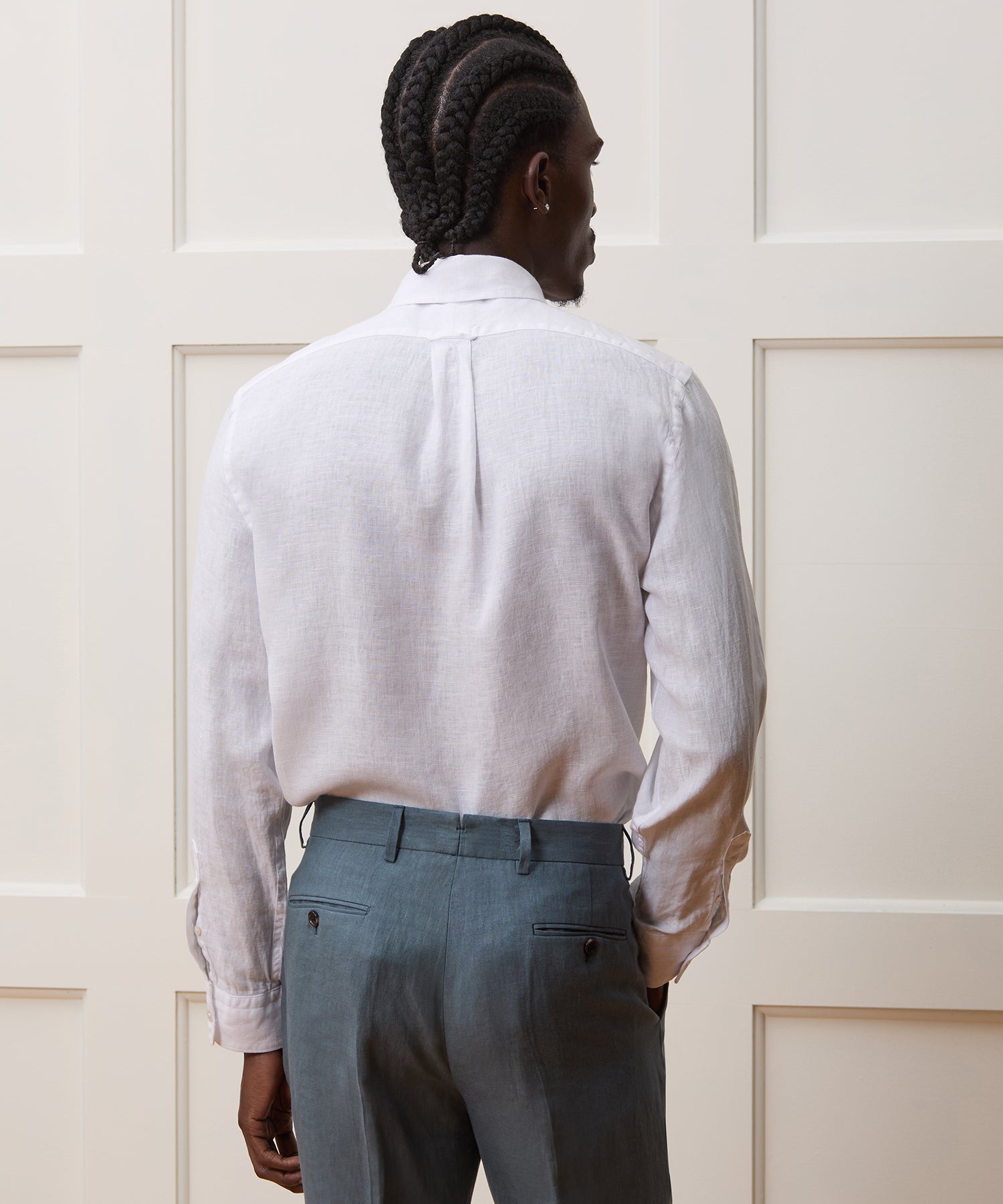 Slim Sea Soft Irish Linen Point Collar Shirt - Image 5