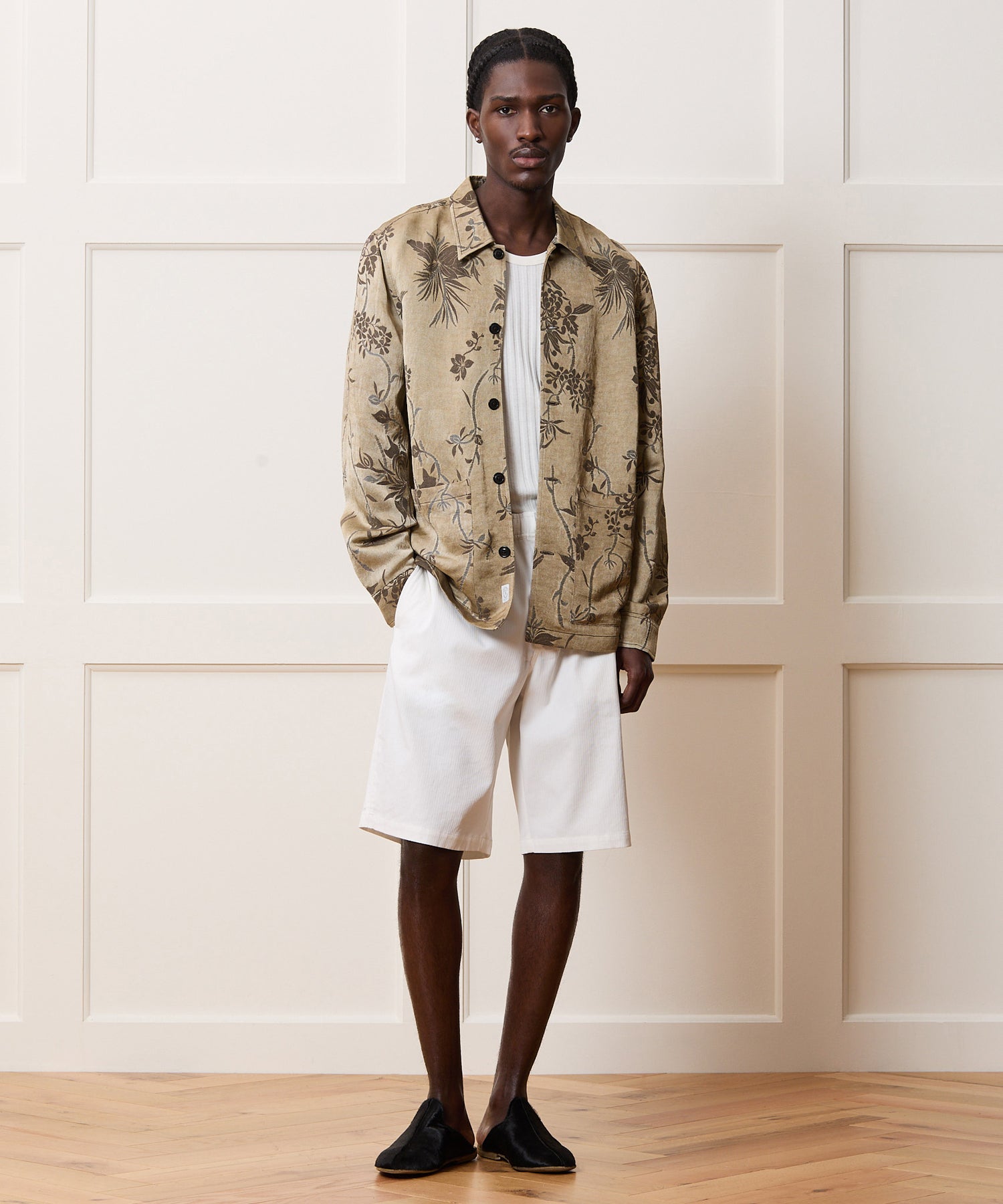 Relaxed Linen Jacquard Shirt Jacket - Image 3