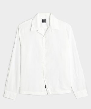 Cropped Cotton Oxford Camp Collar Shirt