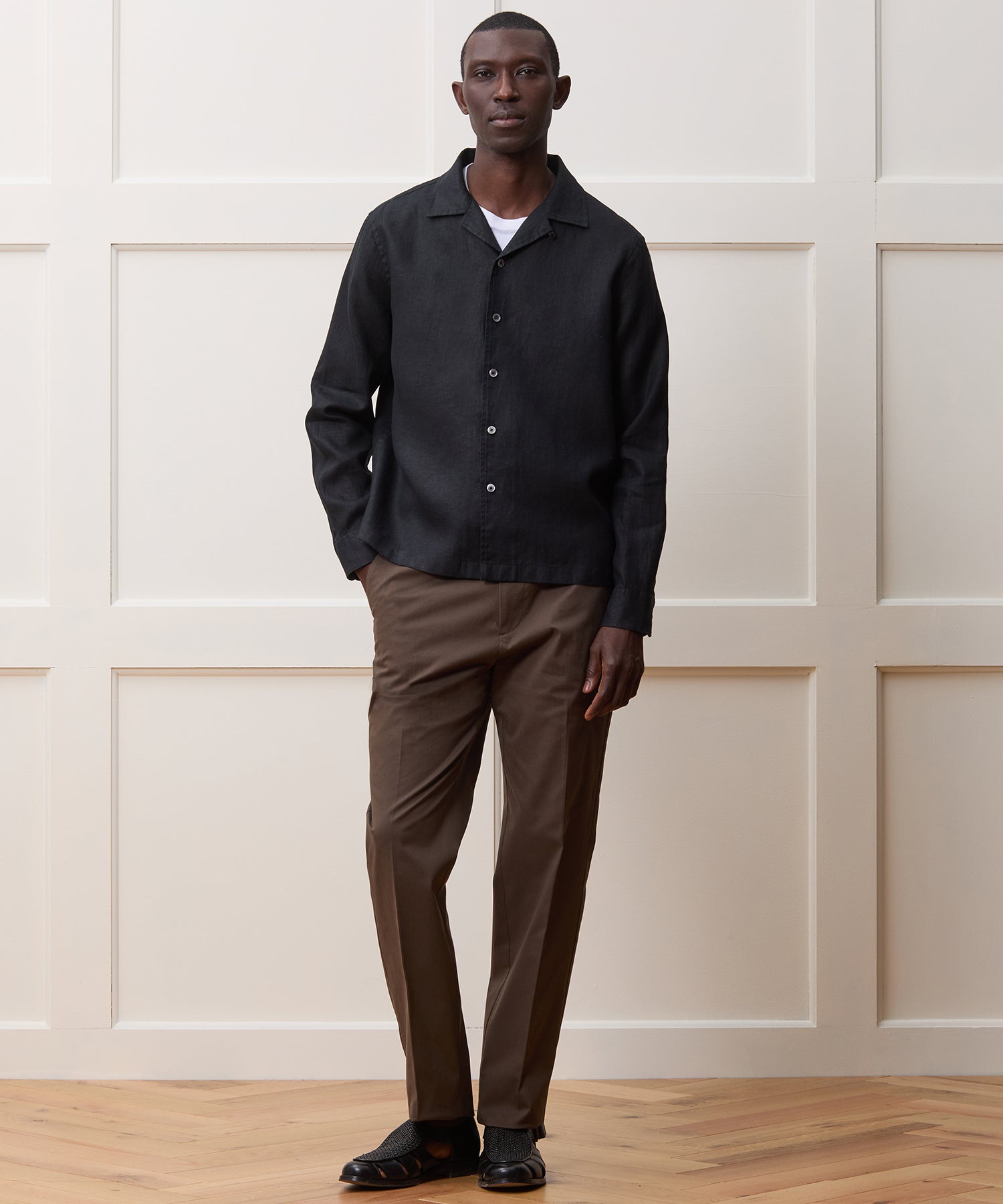 Cropped Sea Soft Irish Linen Camp Collar Shirt - Image 3