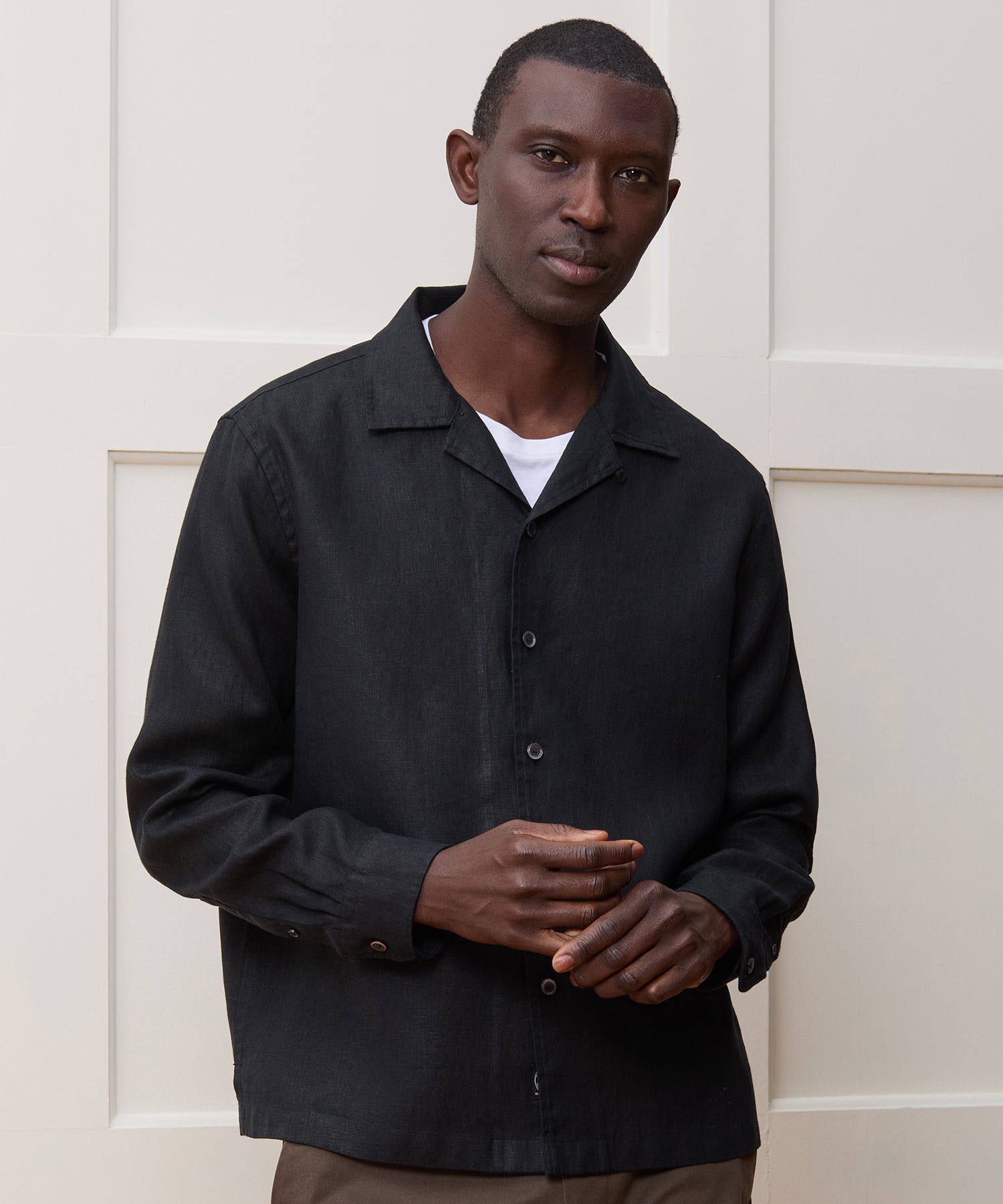 Cropped Sea Soft Irish Linen Camp Collar Shirt - Image 2