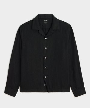 Cropped Sea Soft Irish Linen Camp Collar Shirt