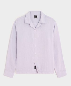 Cropped Sea Soft Irish Linen Camp Collar Shirt