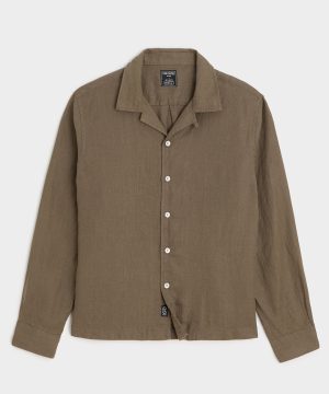 Cropped Sea Soft Irish Linen Camp Collar Shirt