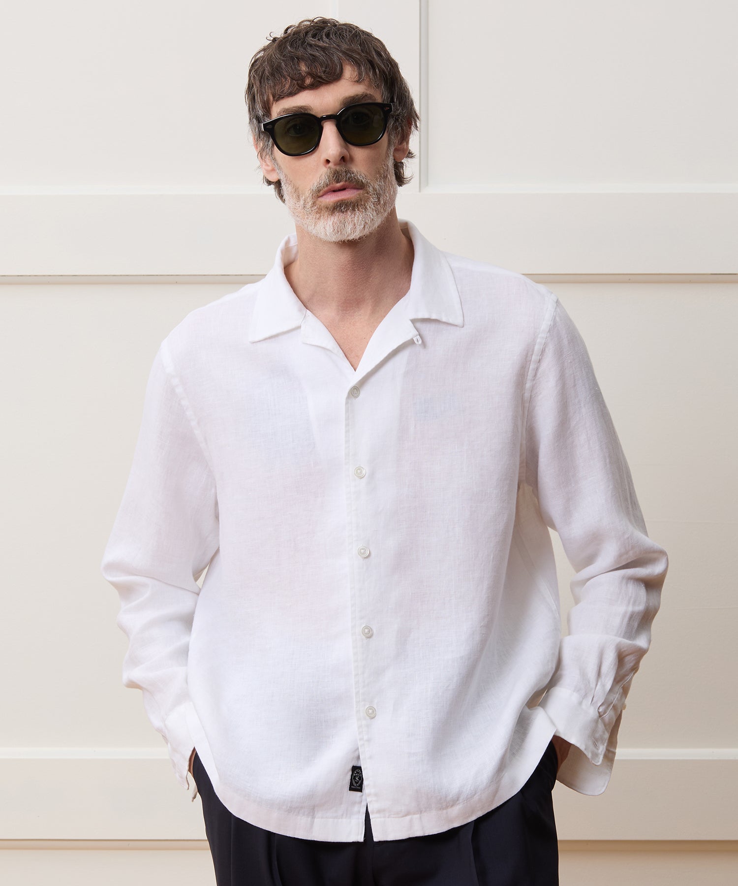 Cropped Sea Soft Irish Linen Camp Collar Shirt - Image 2