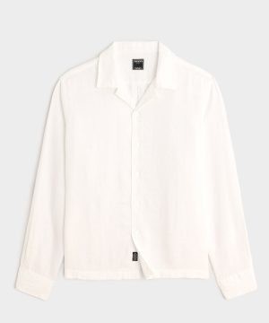 Cropped Sea Soft Irish Linen Camp Collar Shirt