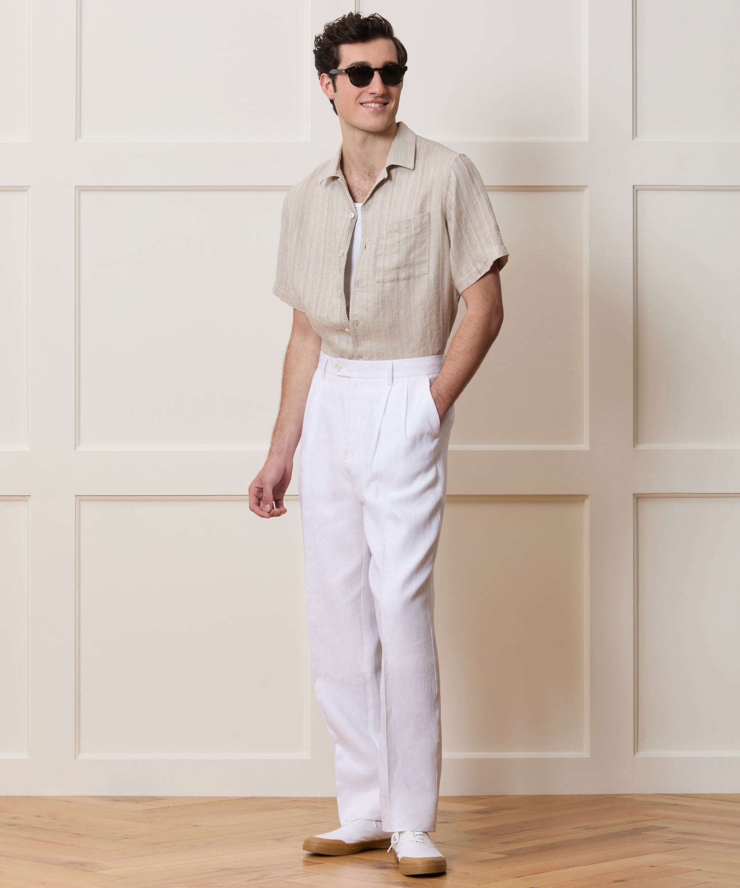 Textured Cropped Sea Soft Irish Linen Camp Collar Shirt - Image 7