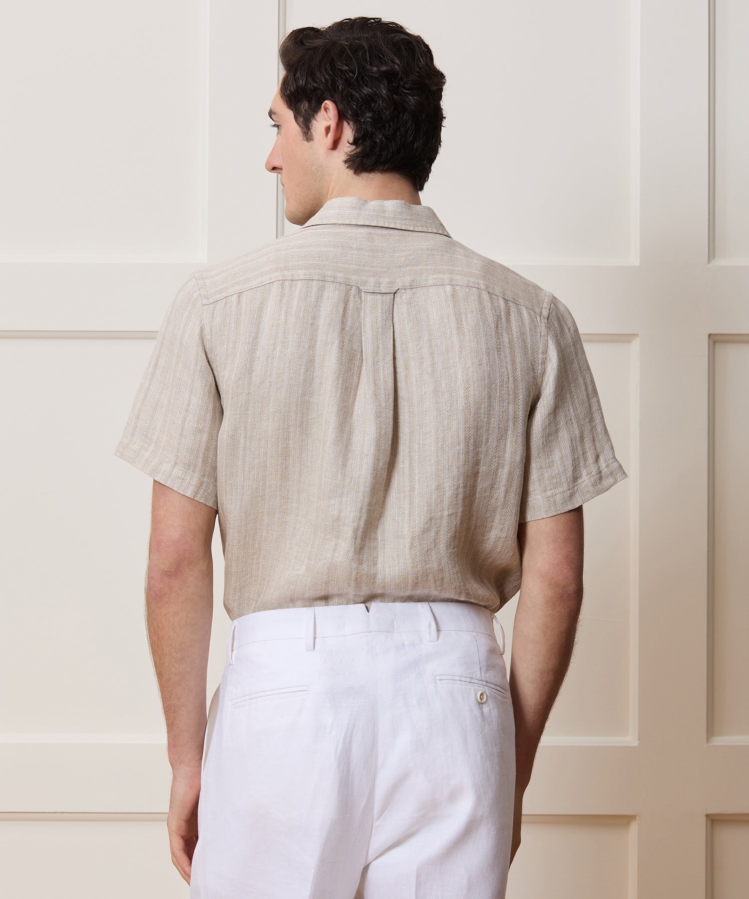 Textured Cropped Sea Soft Irish Linen Camp Collar Shirt - Image 4