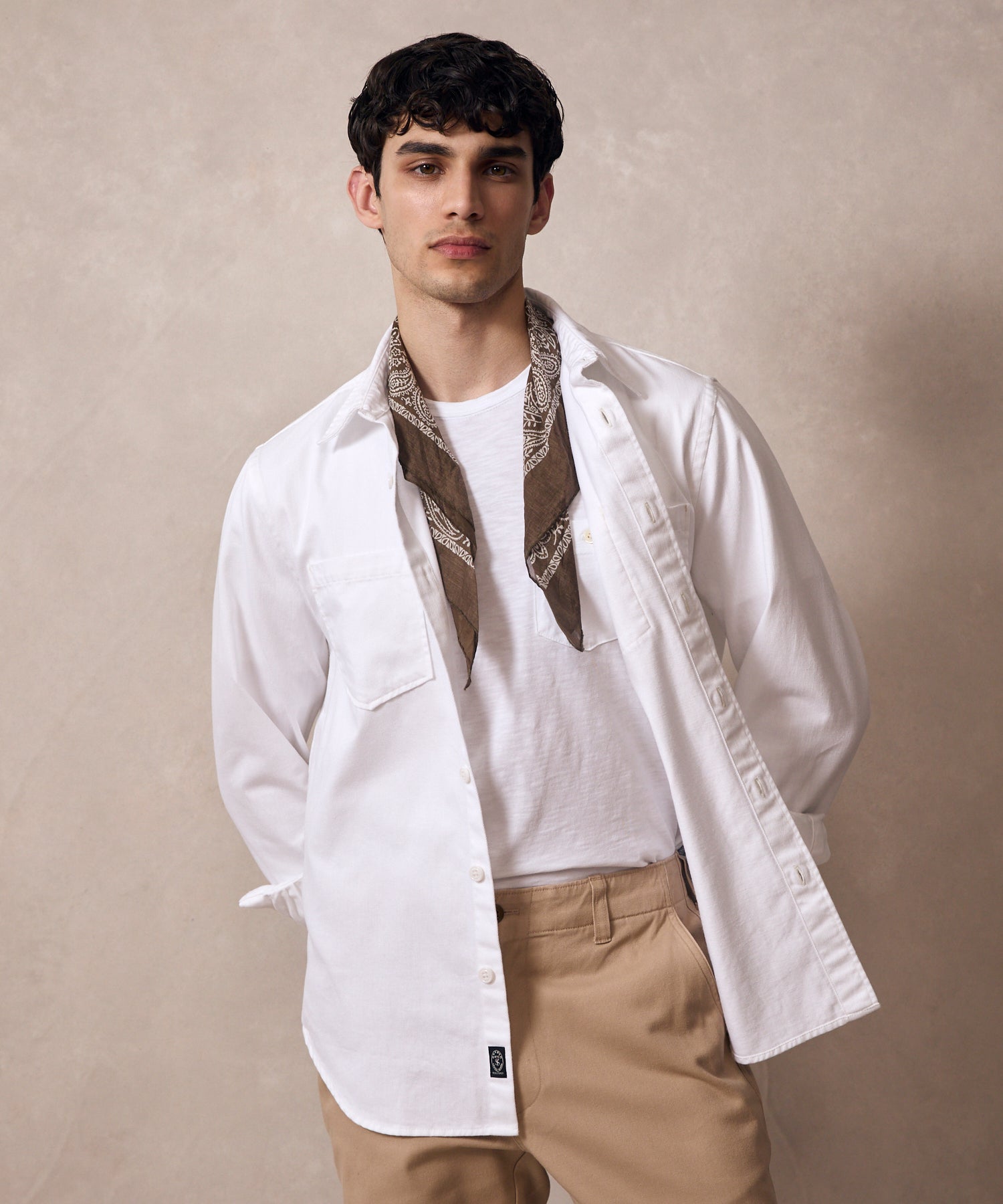 Classic Fit Denim Overshirt in White - Image 5