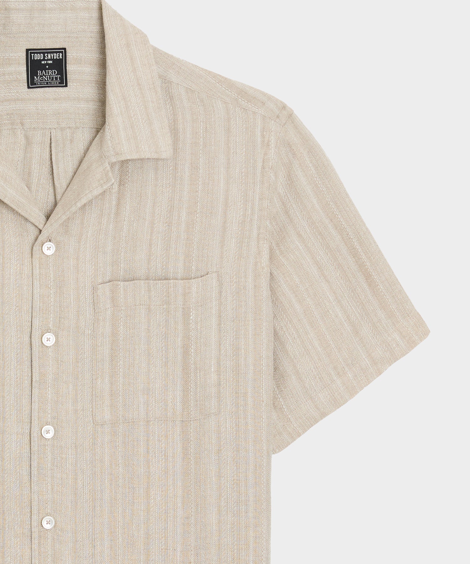 Textured Cropped Sea Soft Irish Linen Camp Collar Shirt - Image 5